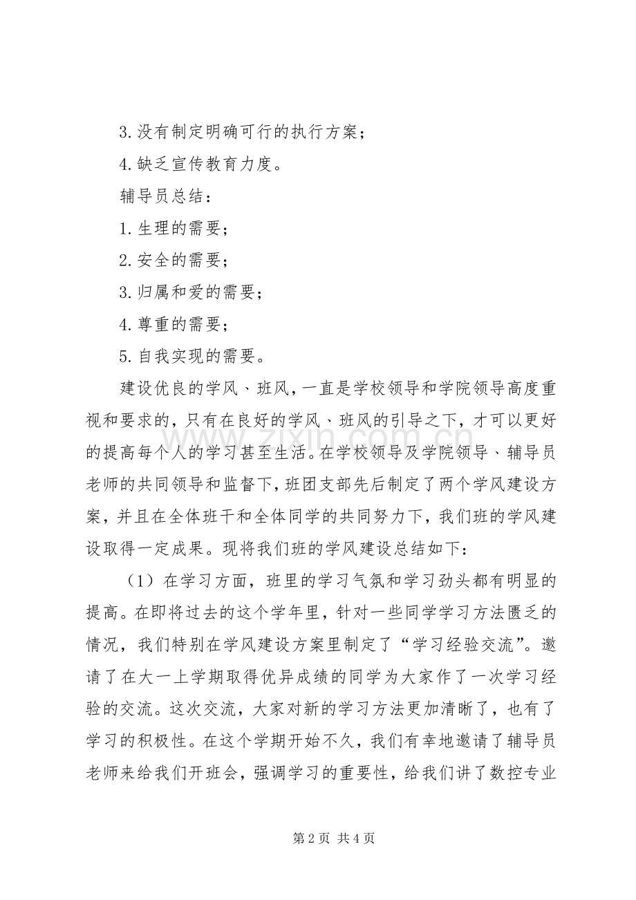 学风建设主题班会的总结报告 .docx_第2页