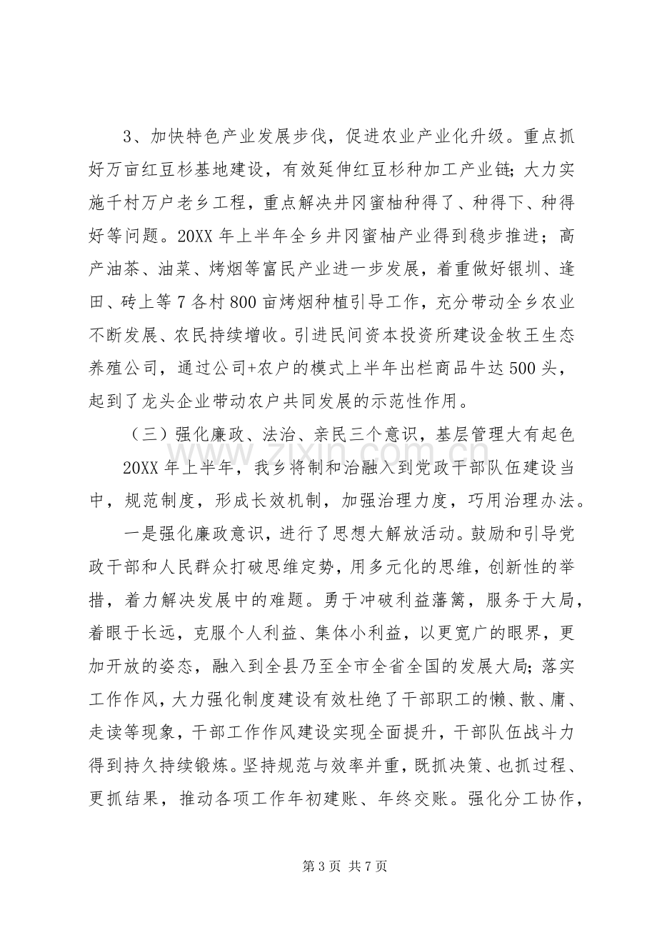 乡202X年度上半年工作总结报告.docx_第3页