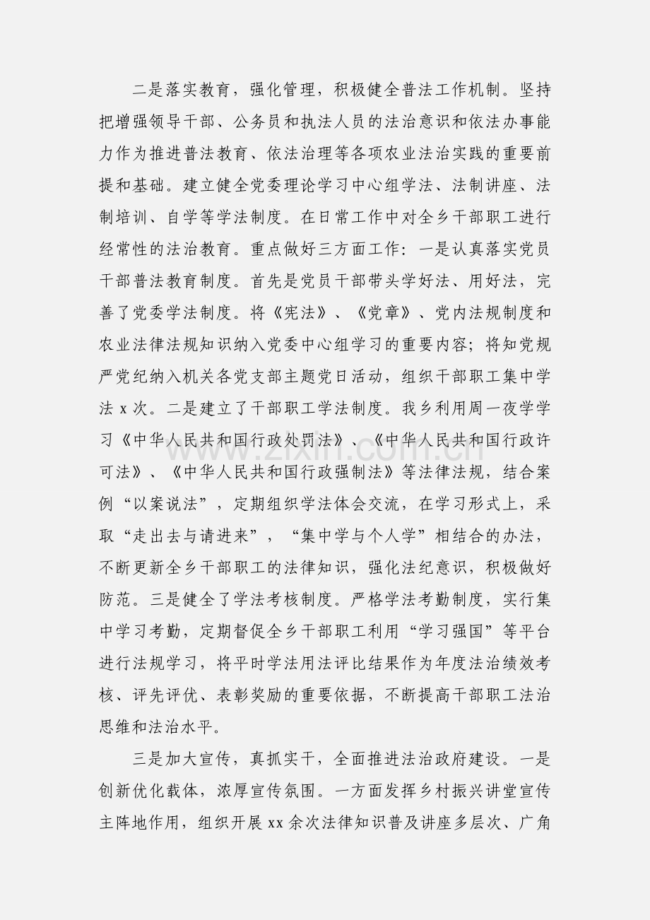 乡扎实推进法治政府建设工作情况报告范文.docx_第2页