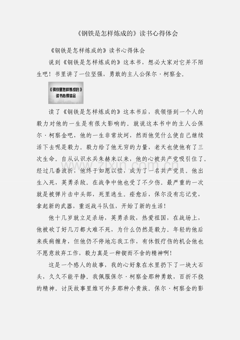 《钢铁是怎样炼成的》读书心得体会.docx_第1页