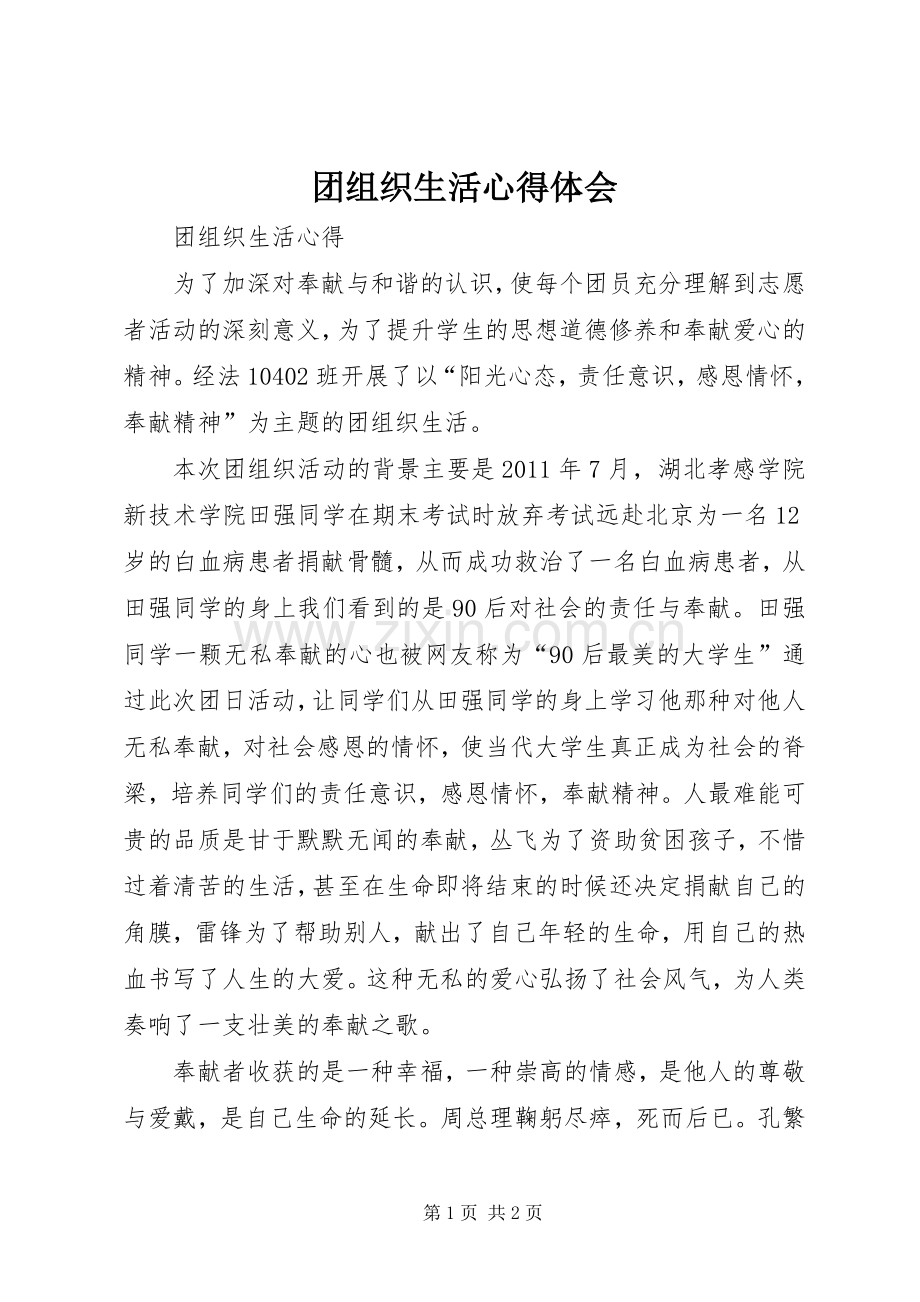 团组织生活体会心得.docx_第1页