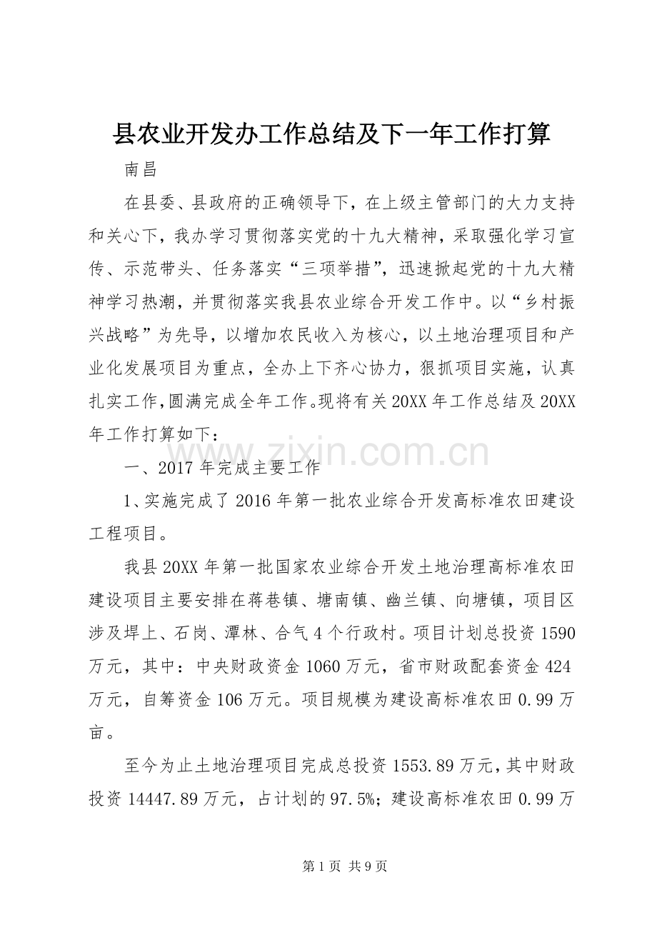 县农业开发办工作总结及下一年工作打算 .docx_第1页