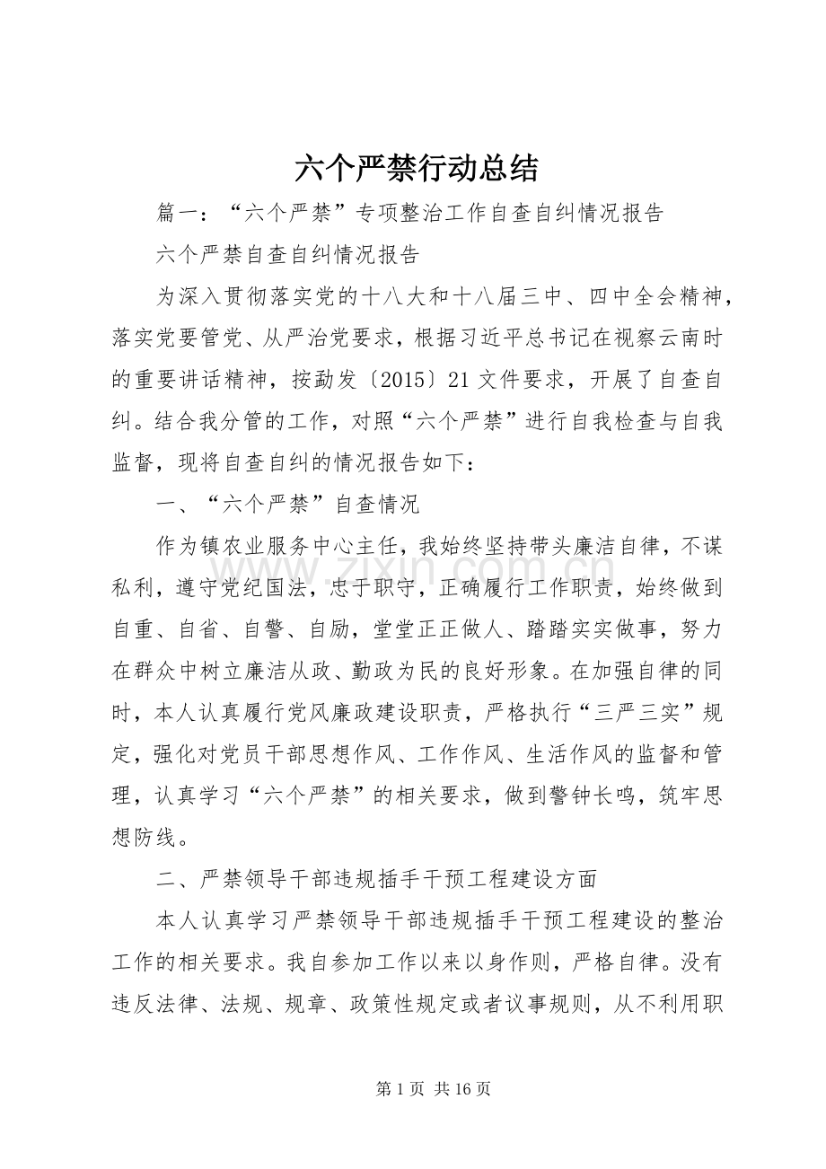 六个严禁行动总结 .docx_第1页