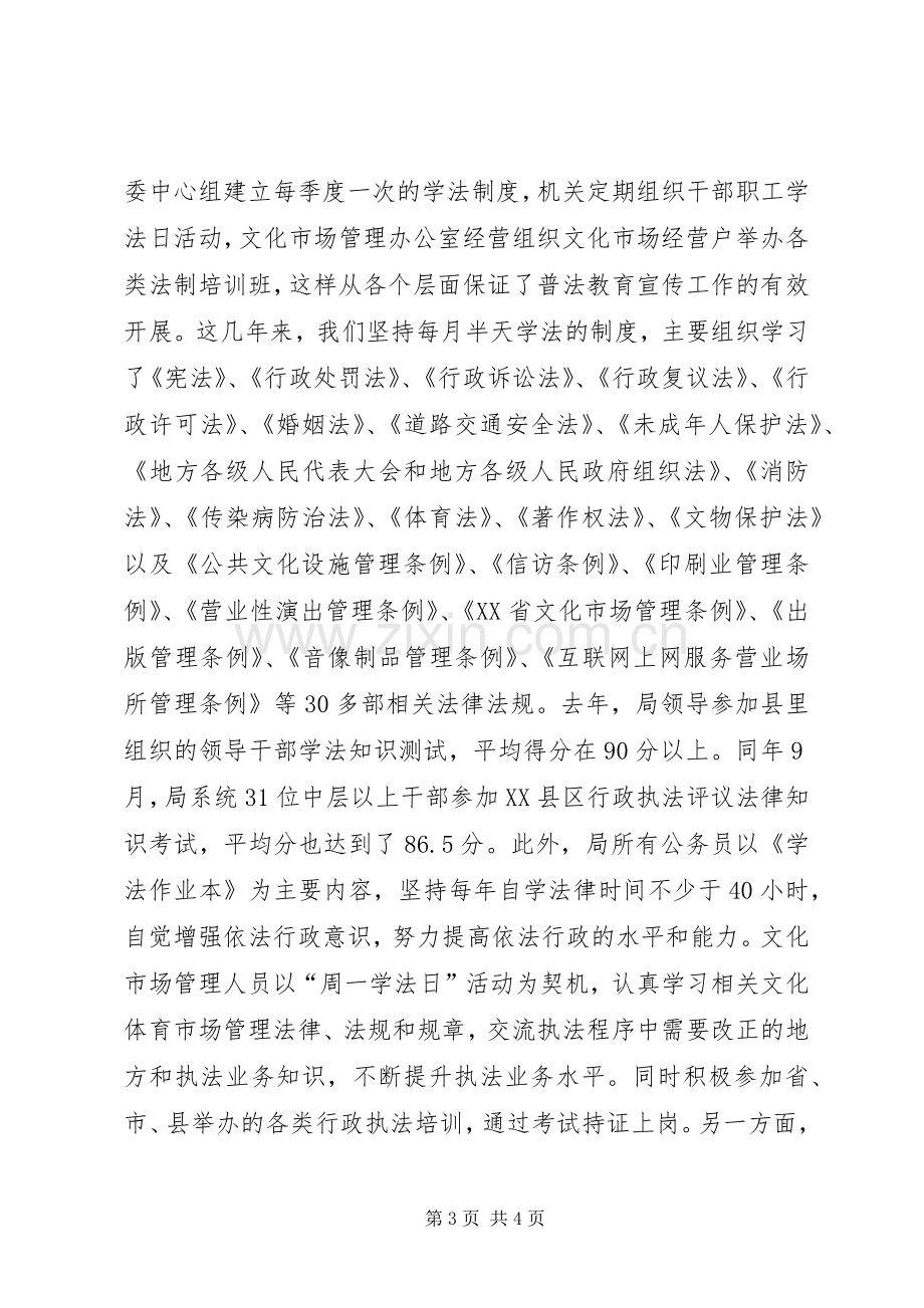 县文化广电新闻出版局四五普法工作自查总结 .docx_第3页