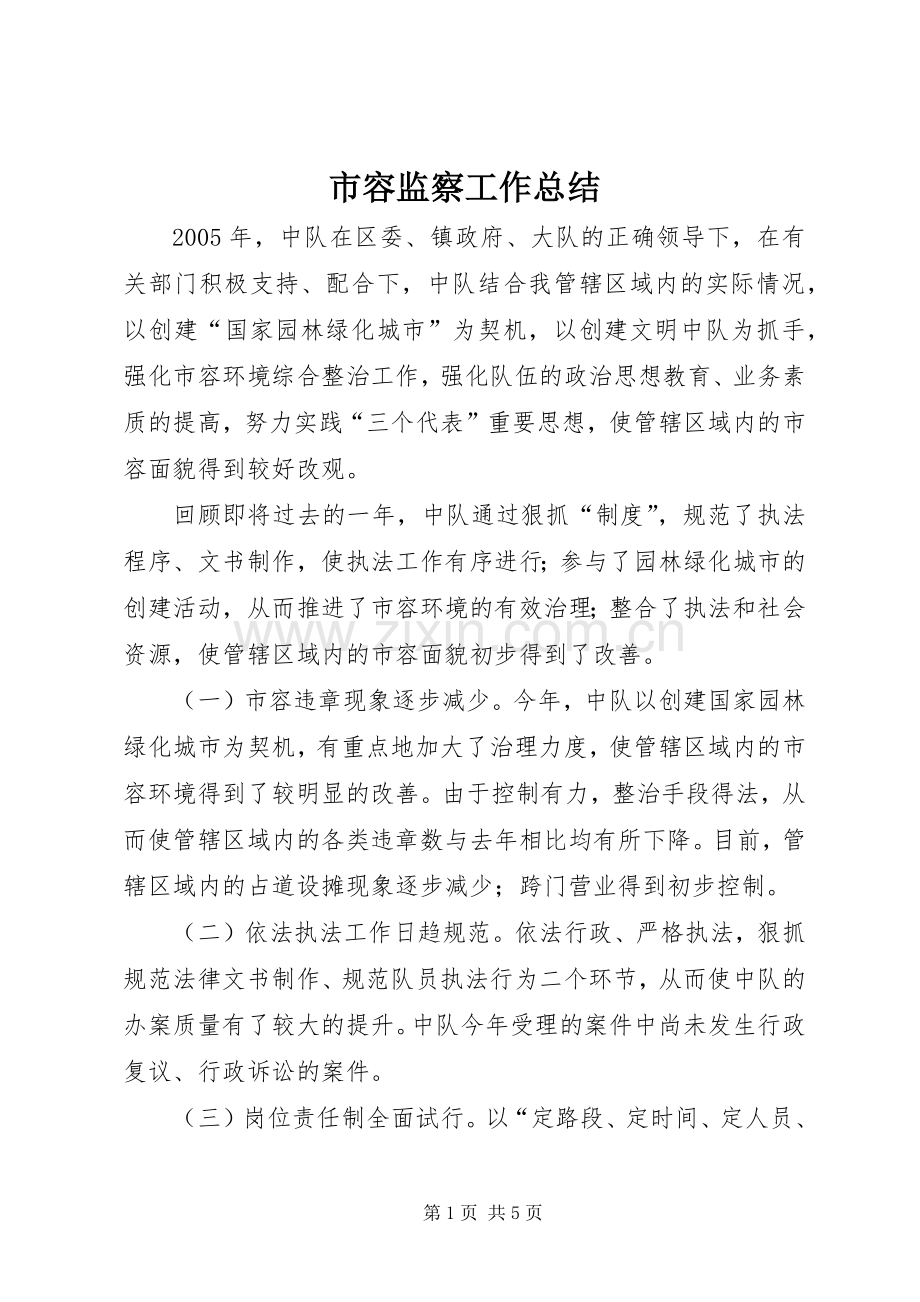 市容监察工作总结 .docx_第1页