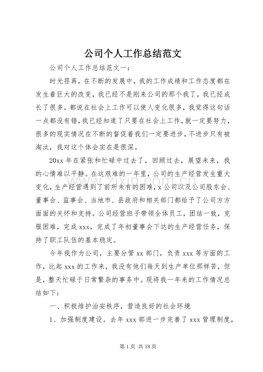 公司个人工作总结范文 .docx_第1页