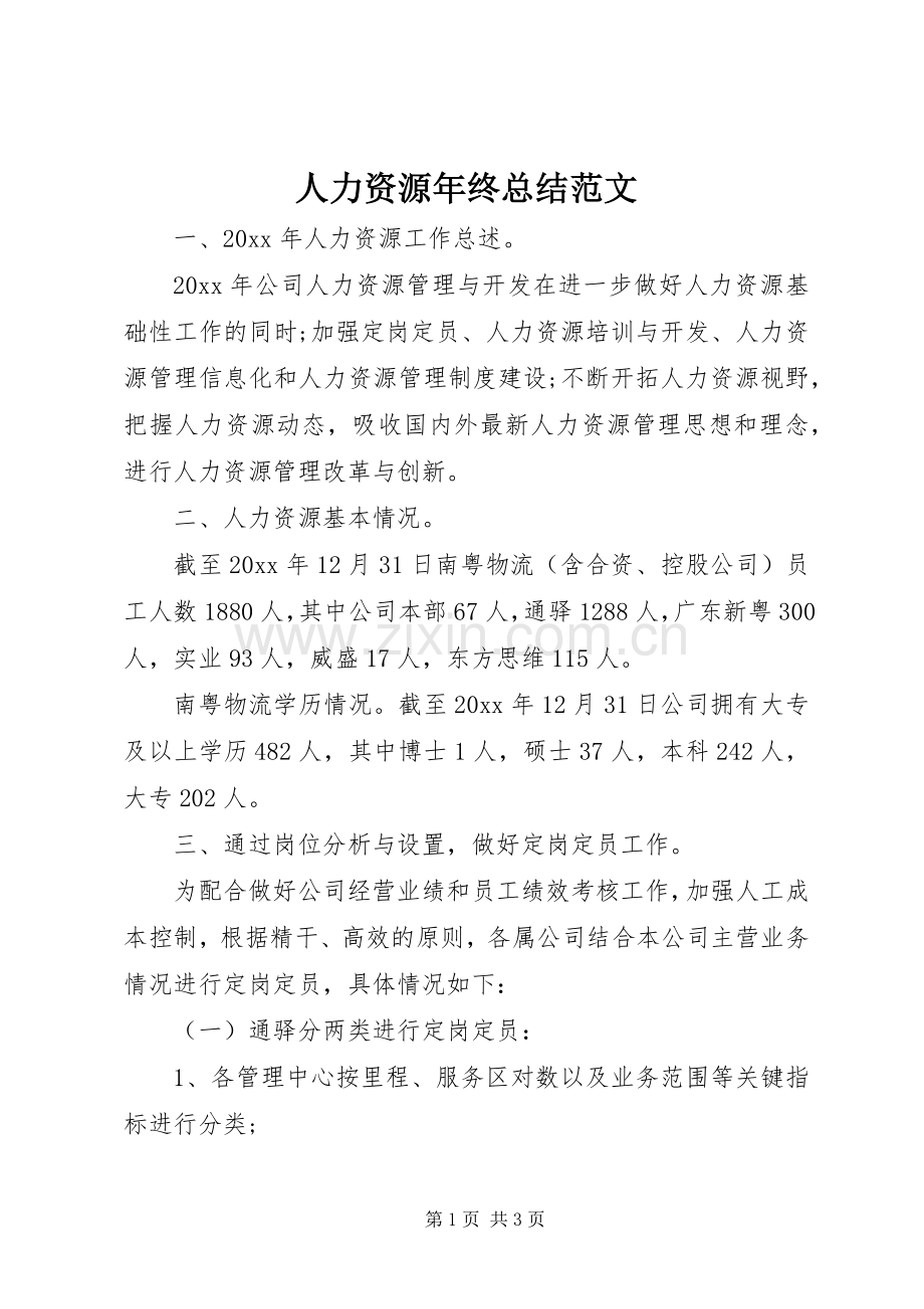 人力资源年终总结范文 .docx_第1页