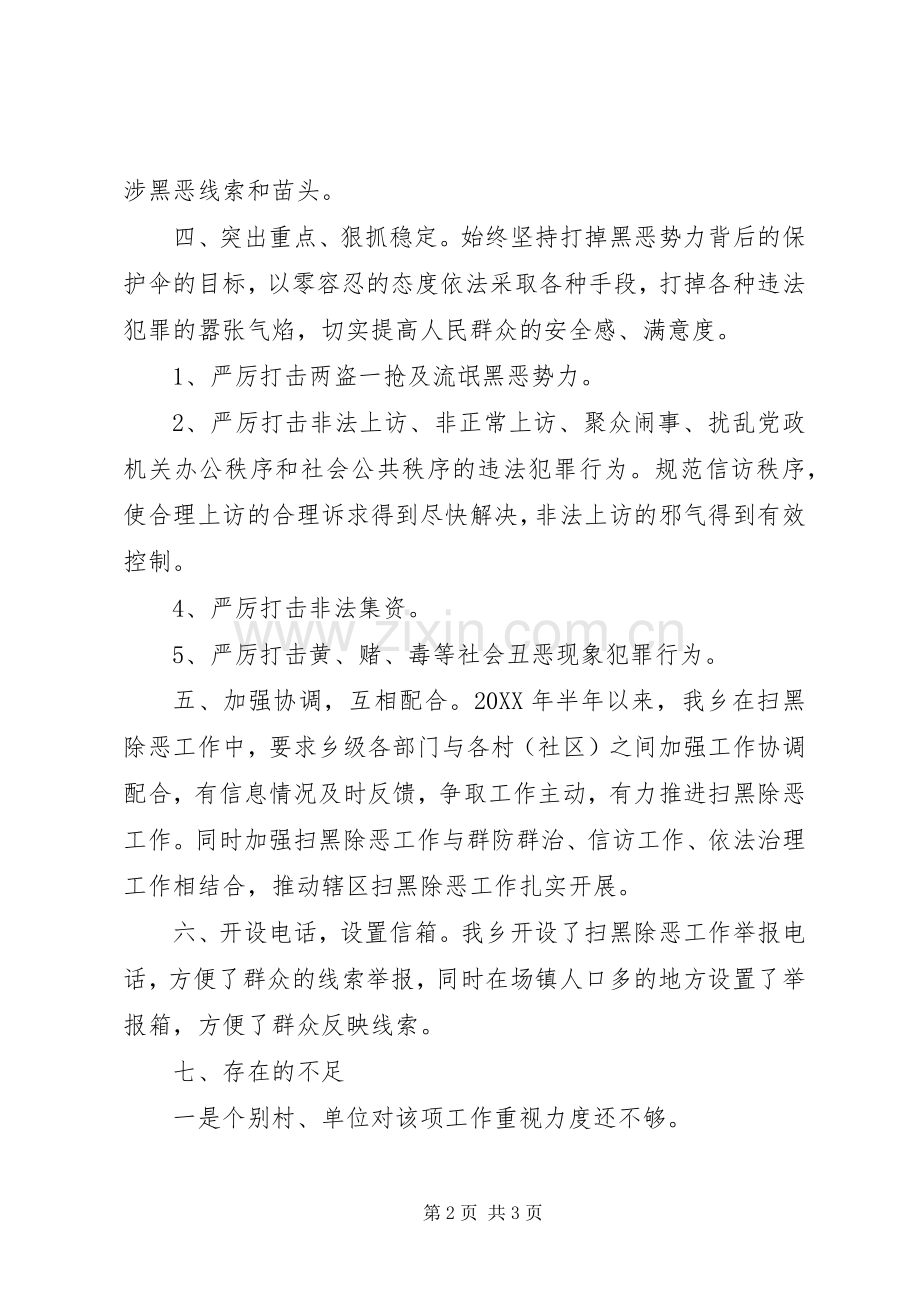 乡委员会202X年扫黑除恶专项斗争工作半年总结.docx_第2页