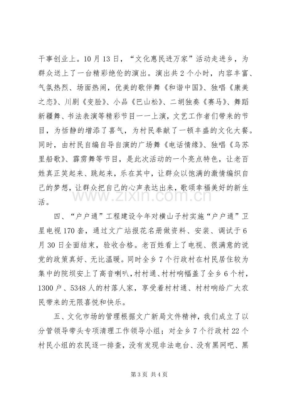 乡镇文广站年度工作总结 .docx_第3页