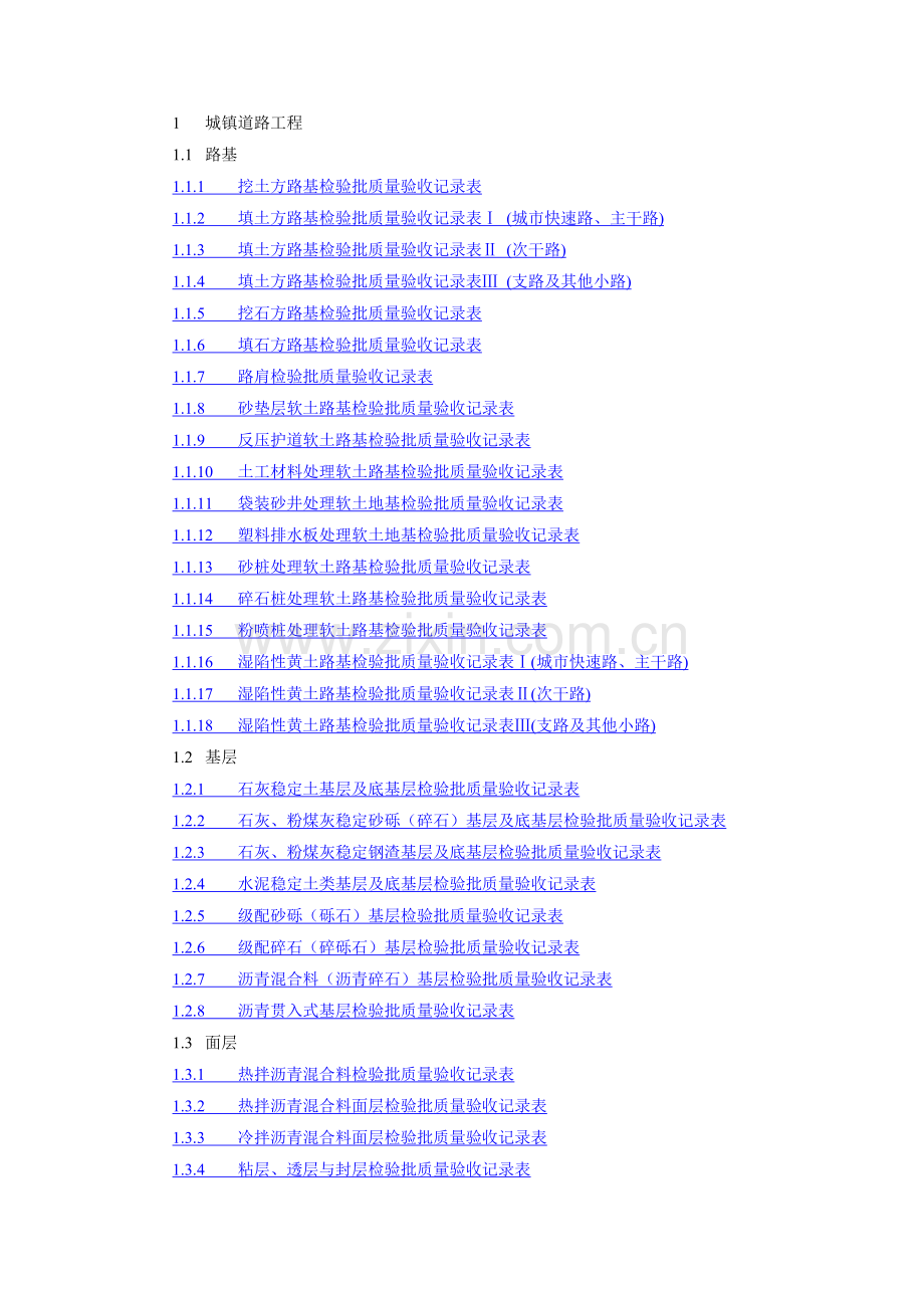 城镇道路工程检验批全套(33页).doc_第1页