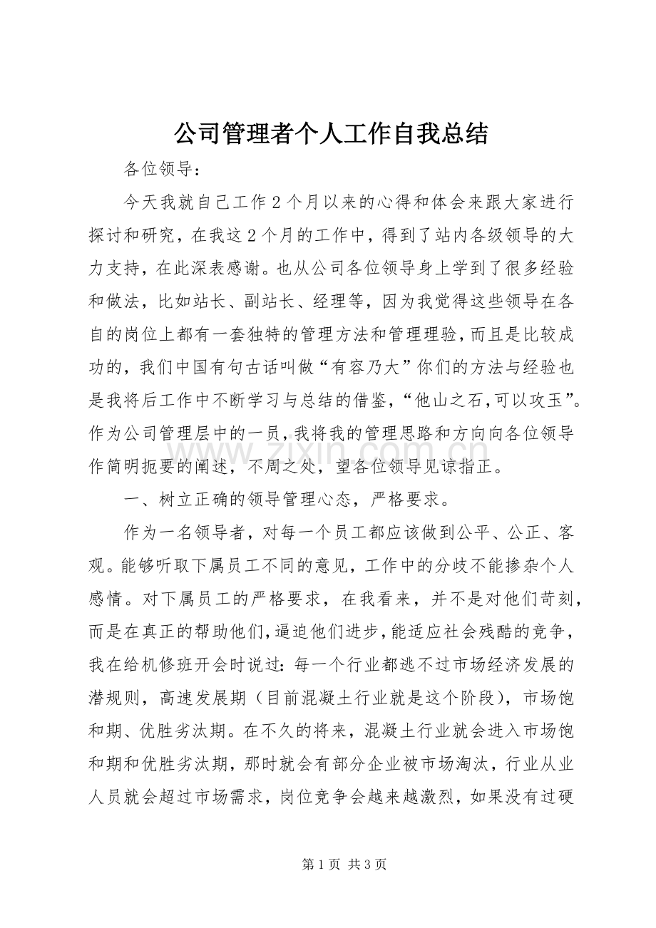 公司管理者个人工作自我总结 .docx_第1页