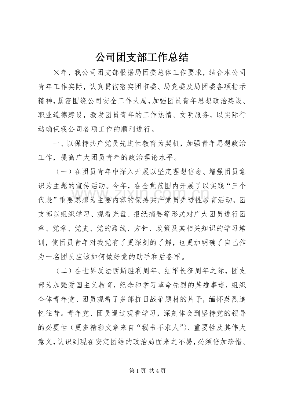 公司团支部工作总结 .docx_第1页