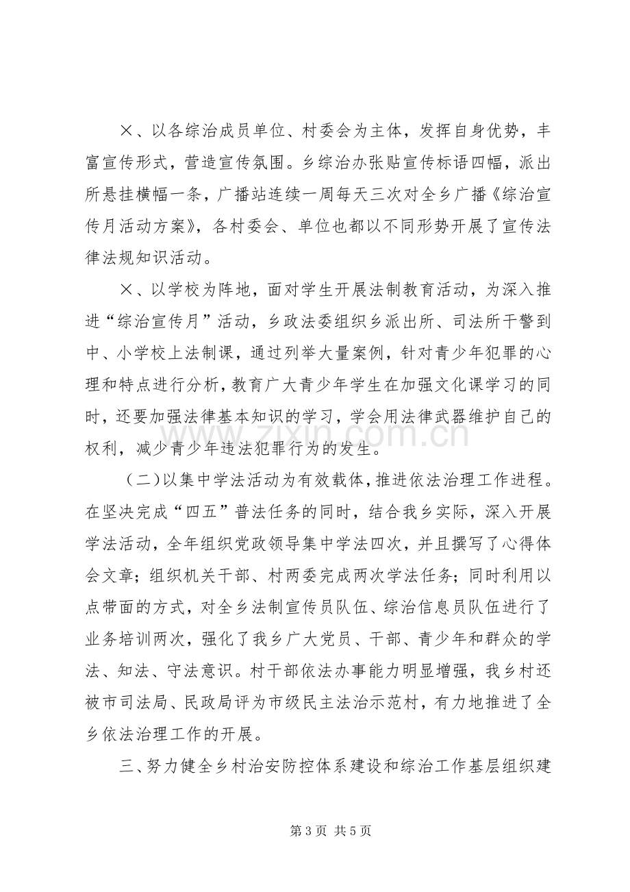 乡年度社会治安综合治理工作总结 .docx_第3页