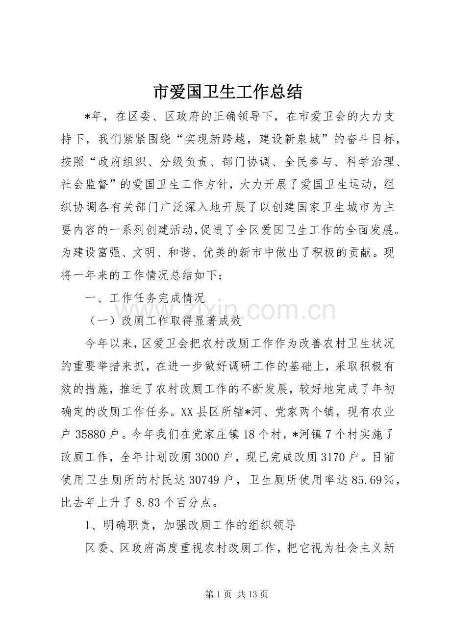 市爱国卫生工作总结 .docx_第1页