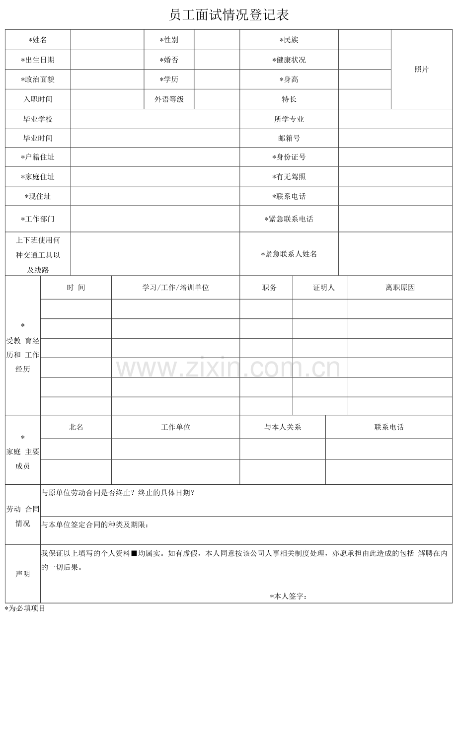 员工面试情况登记表.docx_第1页