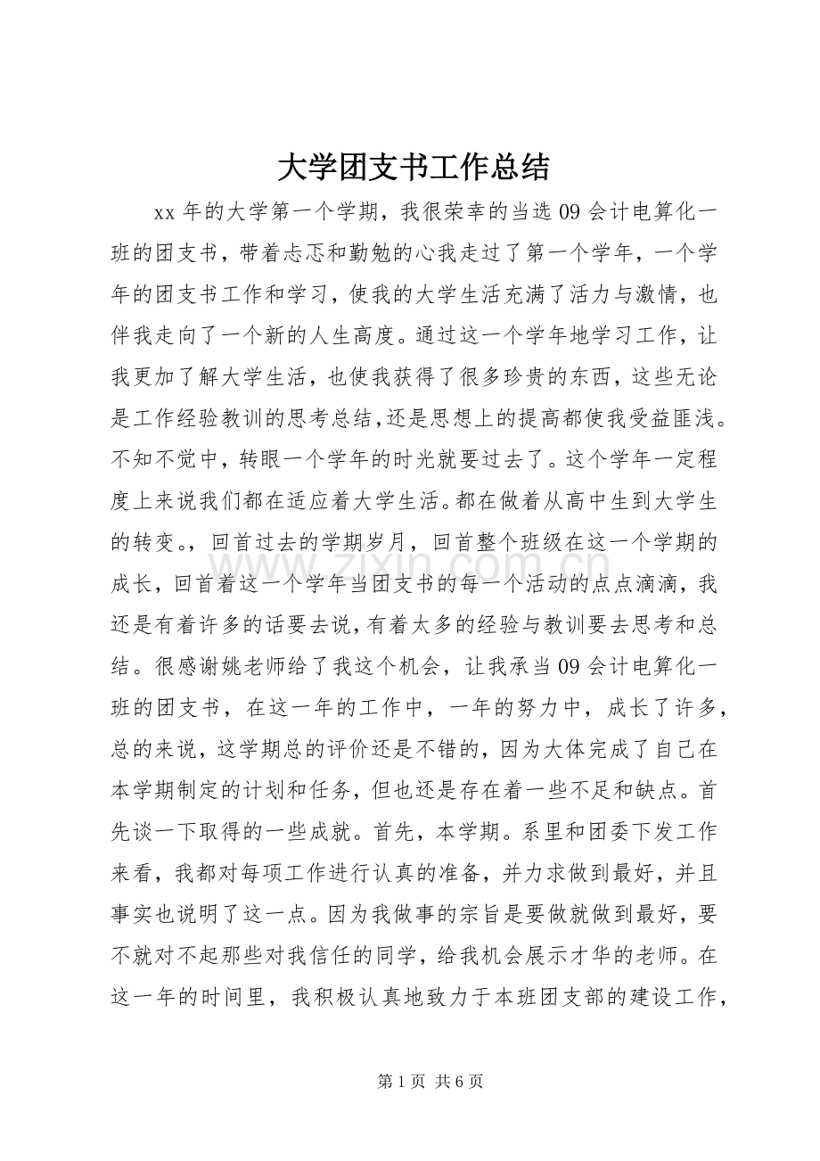 大学团支书工作总结 .docx_第1页