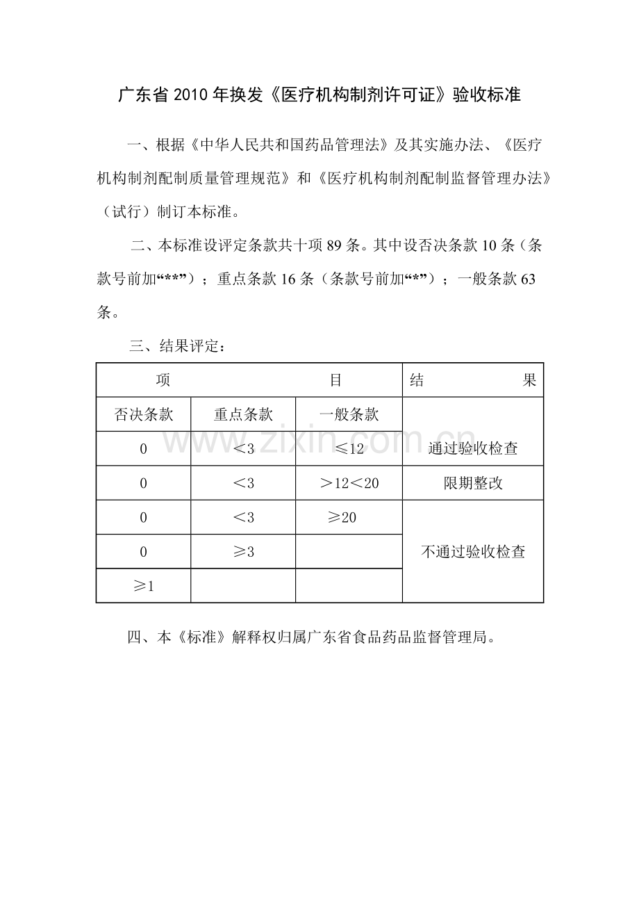 广东省XXXX年换发《医疗机构制剂许可证》验收标准.docx_第1页