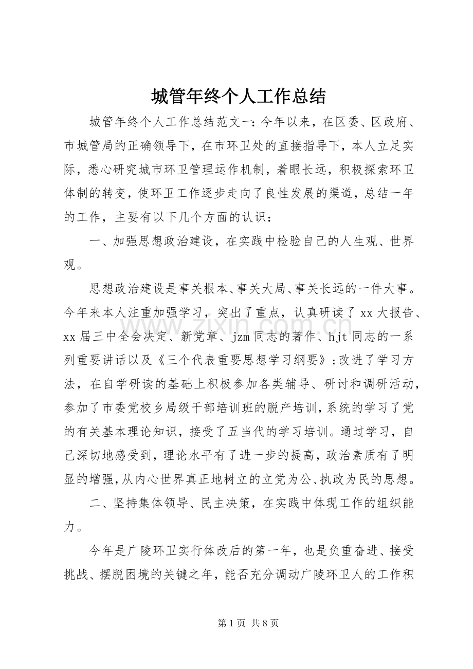 城管年终个人工作总结 .docx_第1页