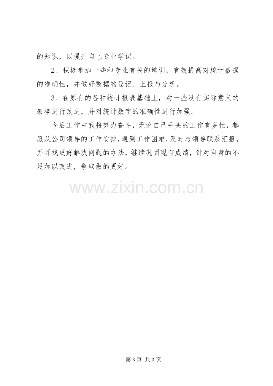 XX年公司统计员年终工作总结 .docx_第3页