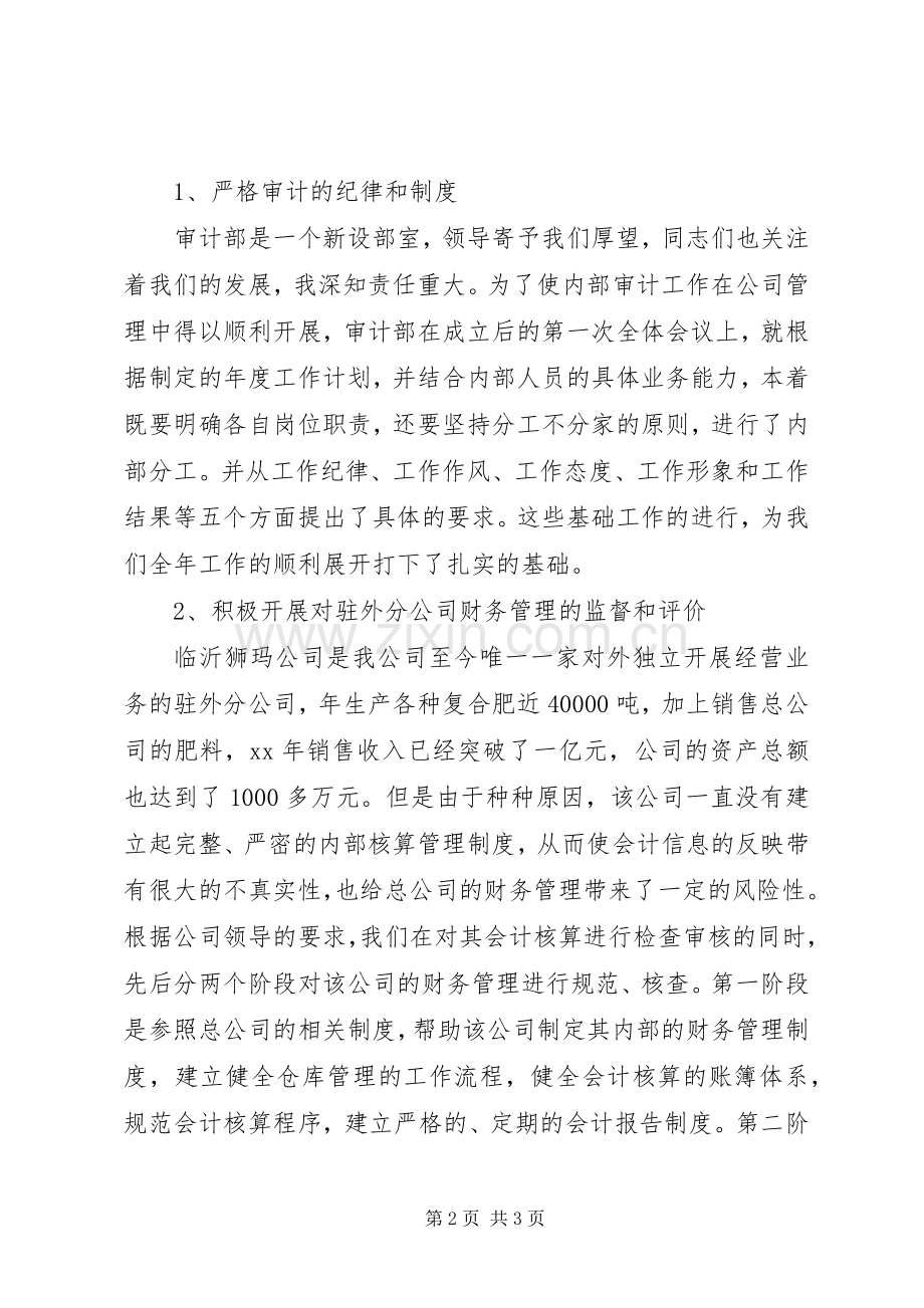 公司审计部门领导年终工作总结报告 .docx_第2页