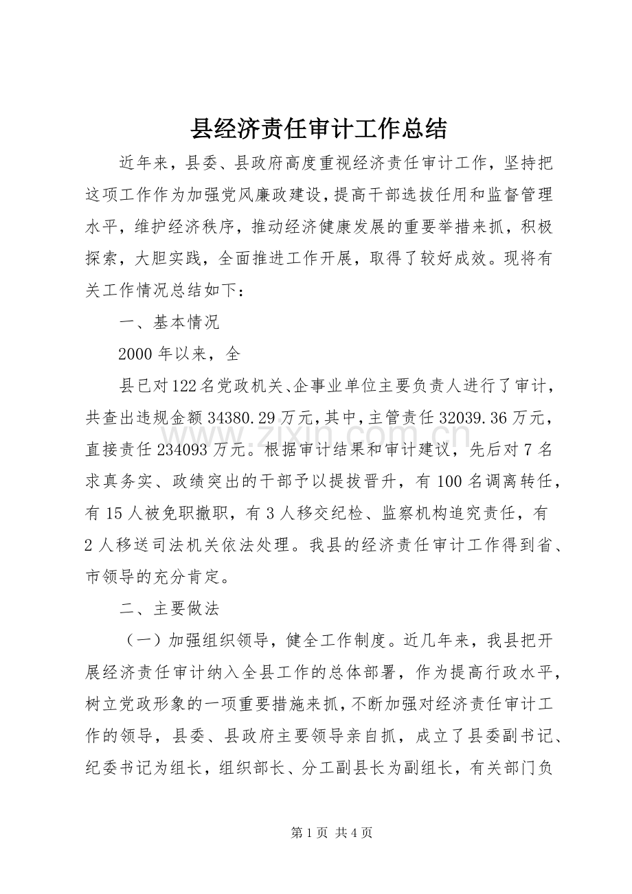 县经济责任审计工作总结 .docx_第1页