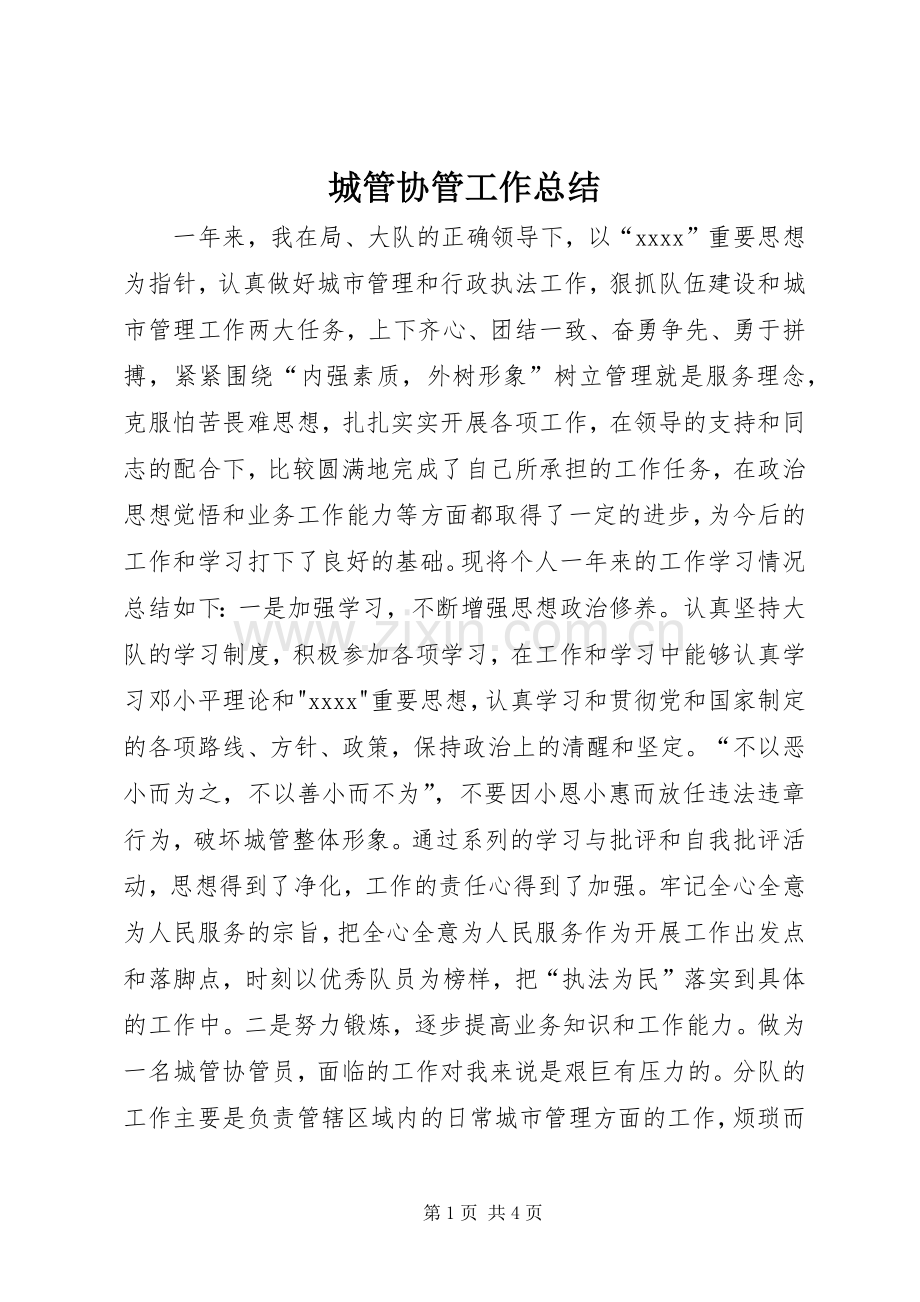 城管协管工作总结 .docx_第1页