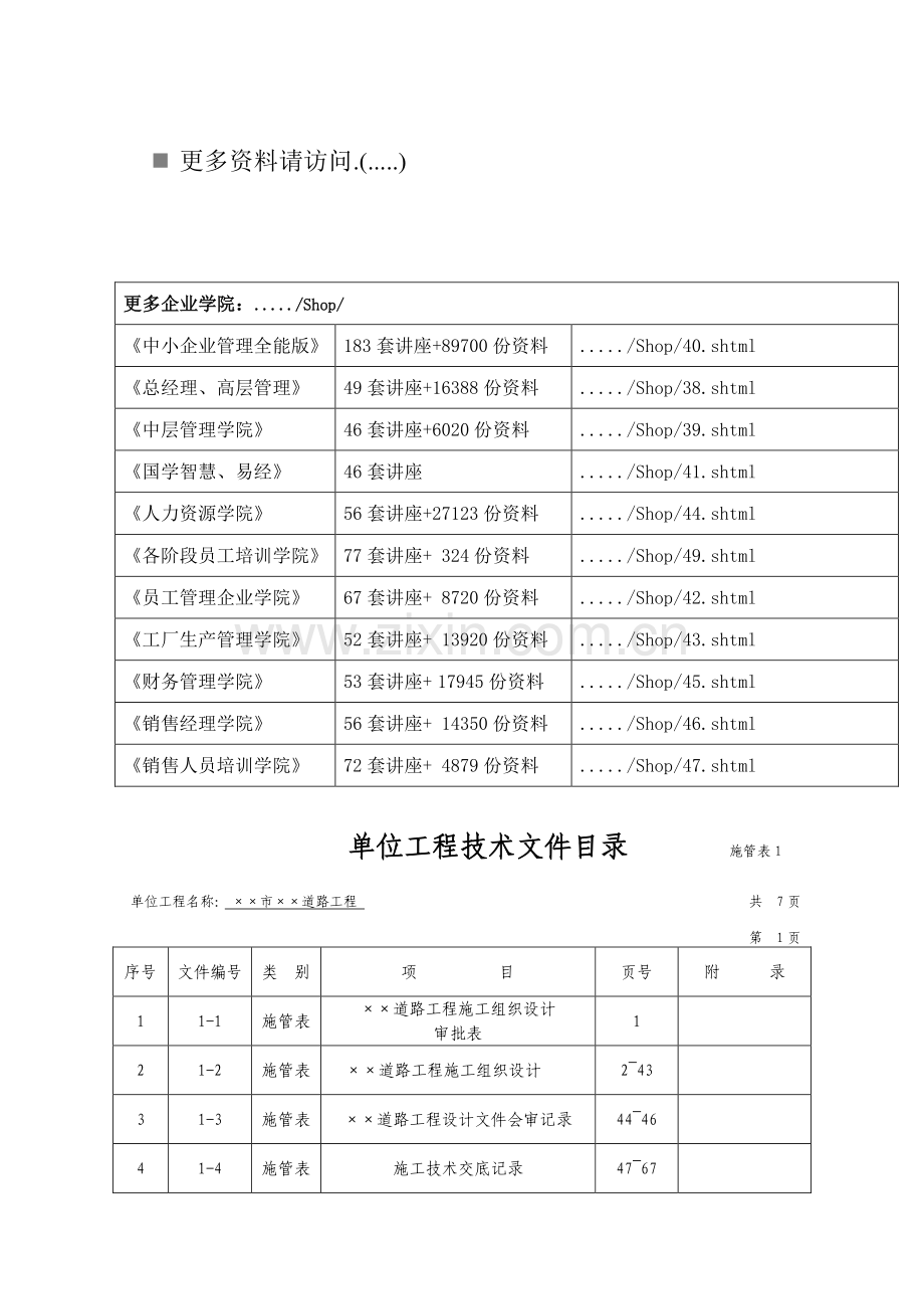 市政工程资料标准表格汇编.docx_第1页