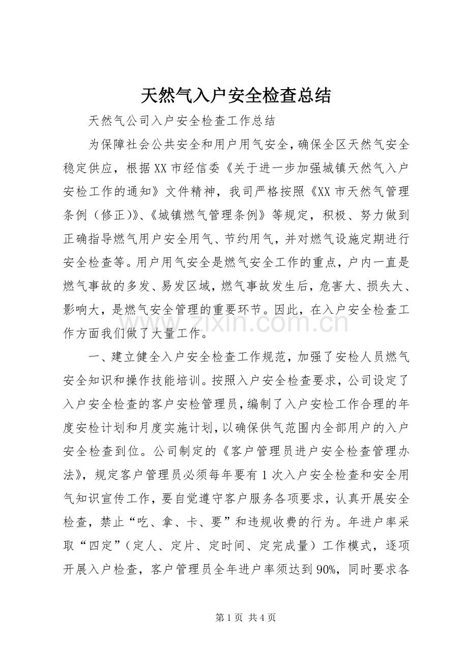 天然气入户安全检查总结 .docx_第1页