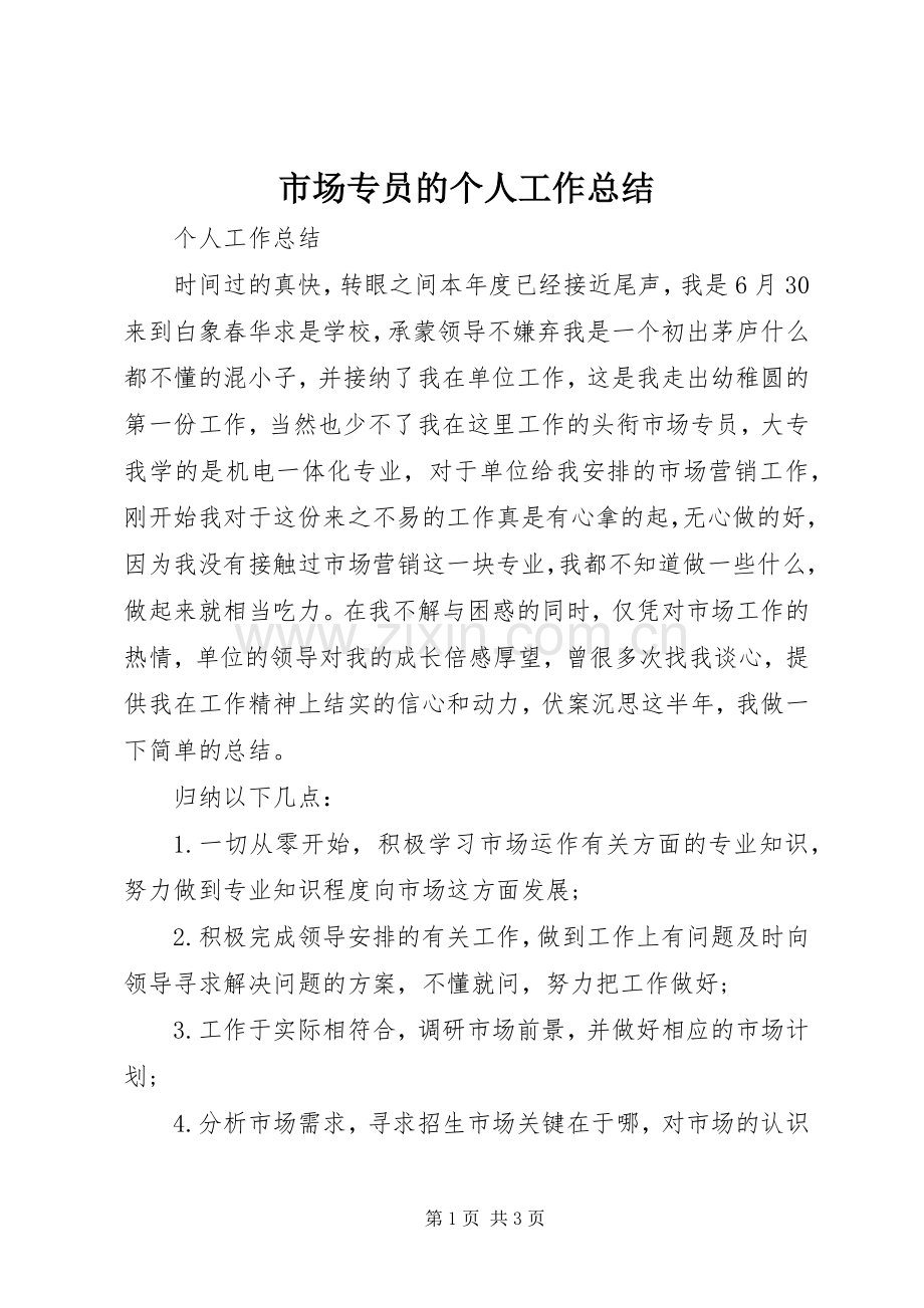 市场专员的个人工作总结 .docx_第1页