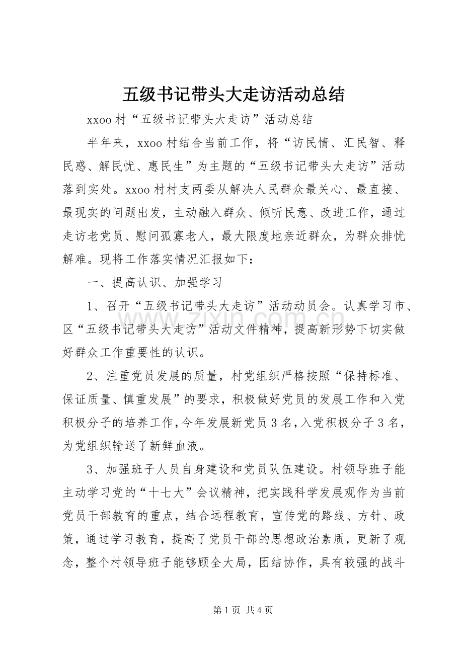 五级书记带头大走访活动总结 .docx_第1页