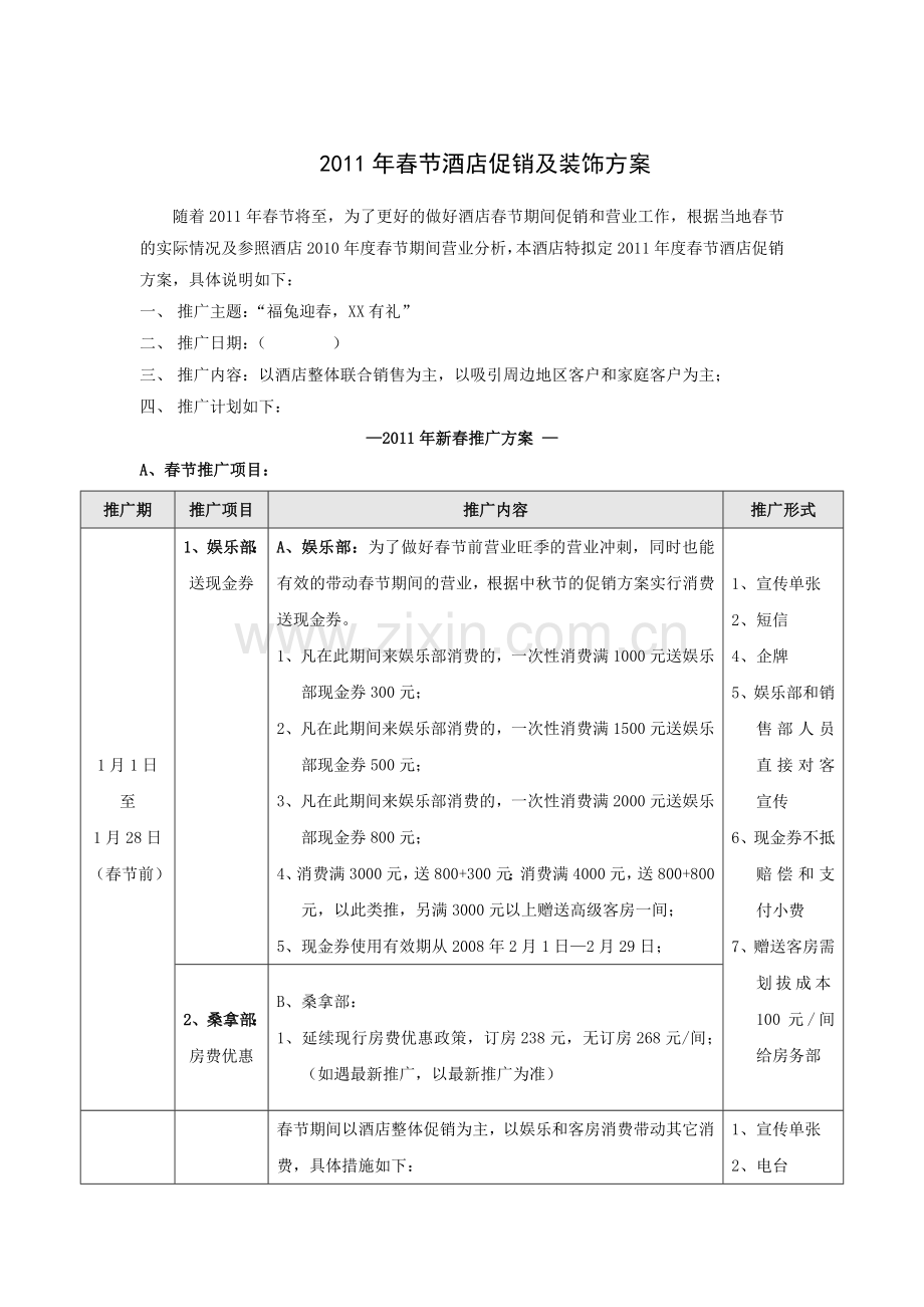 年春节酒店促销及装饰方案.docx_第1页