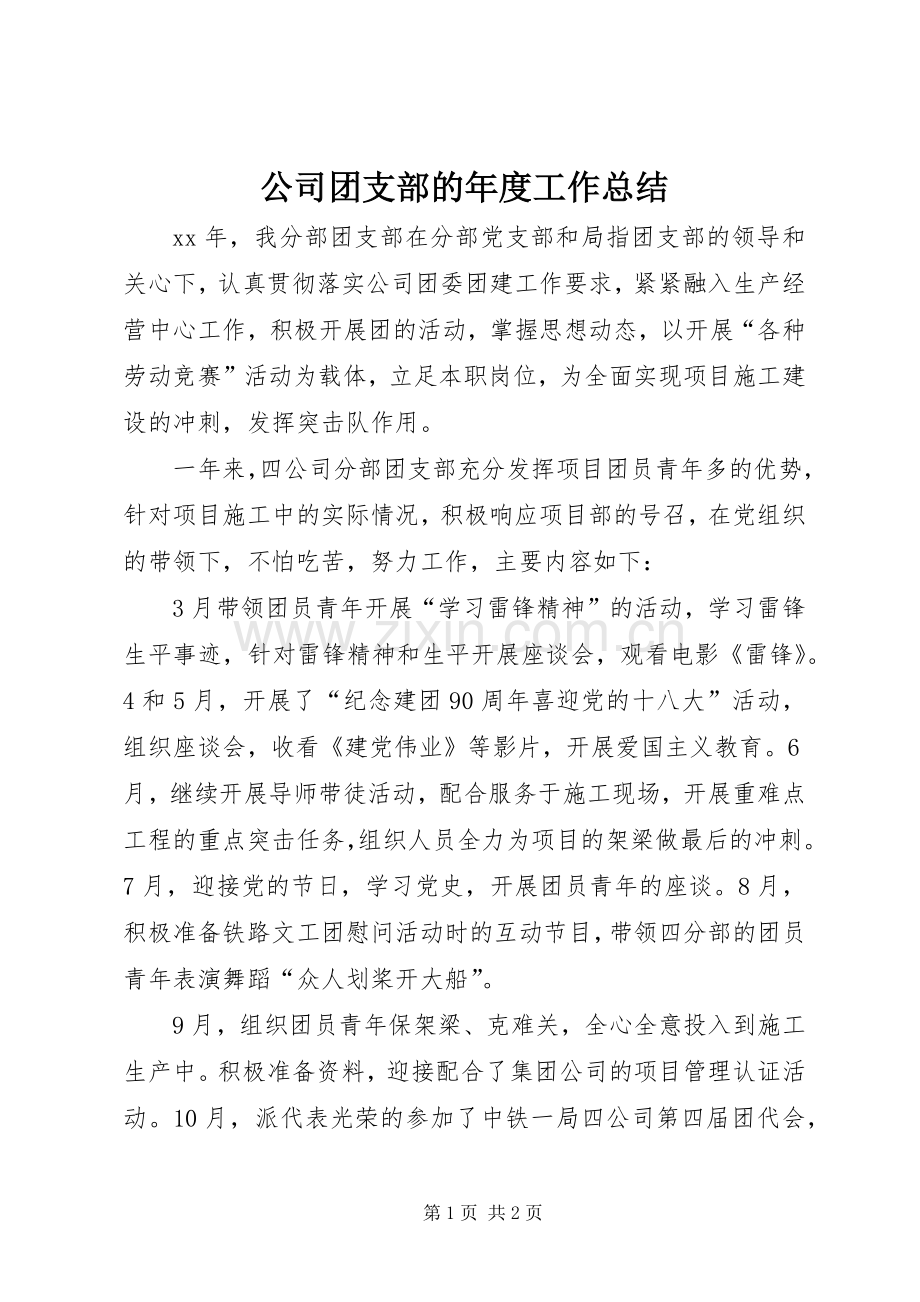 公司团支部的年度工作总结 .docx_第1页