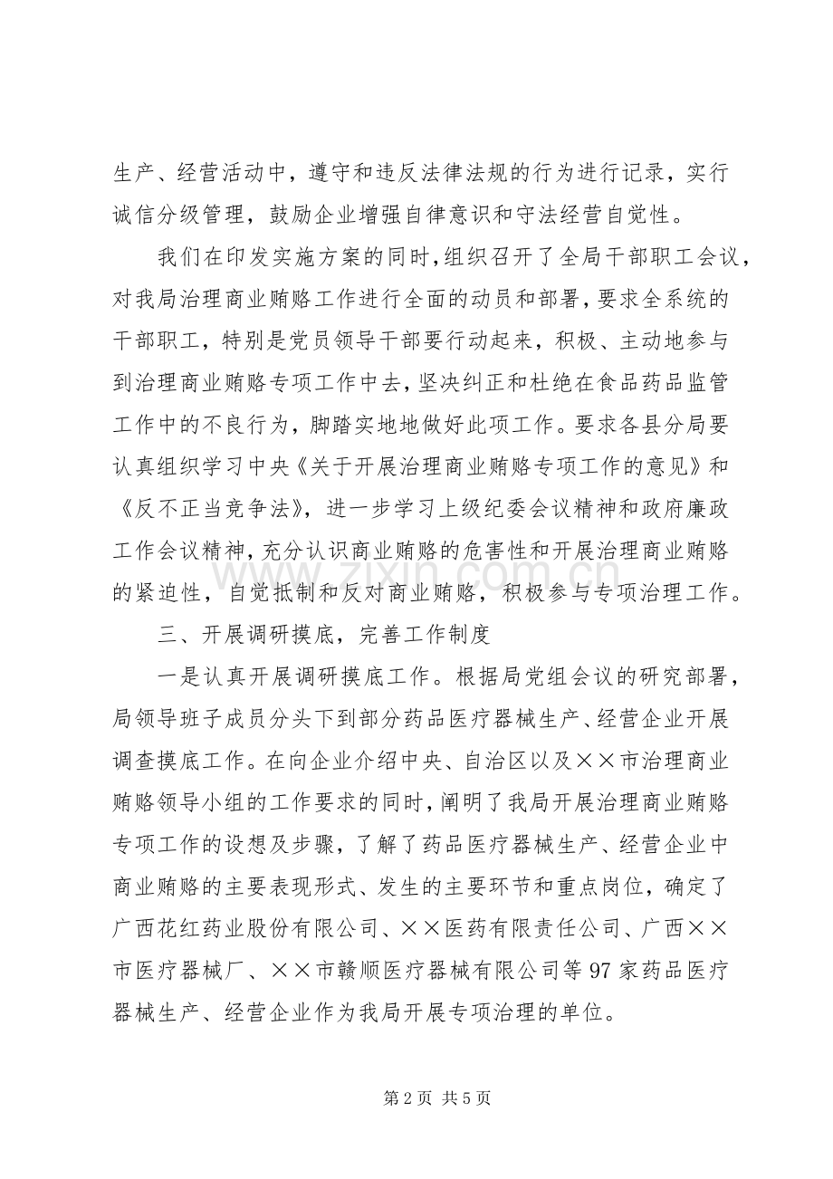 市食品药品监督管理局治理商业贿赂专项工作总结 .docx_第2页