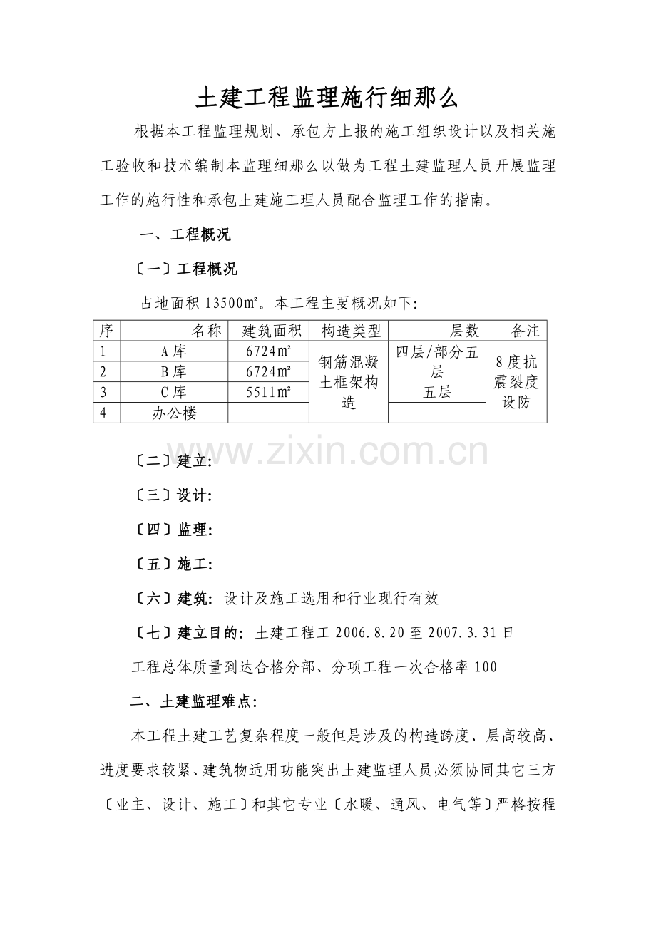 土建工程监理实施细则1.doc_第1页