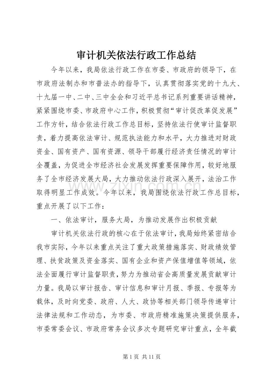 审计机关依法行政工作总结 .docx_第1页