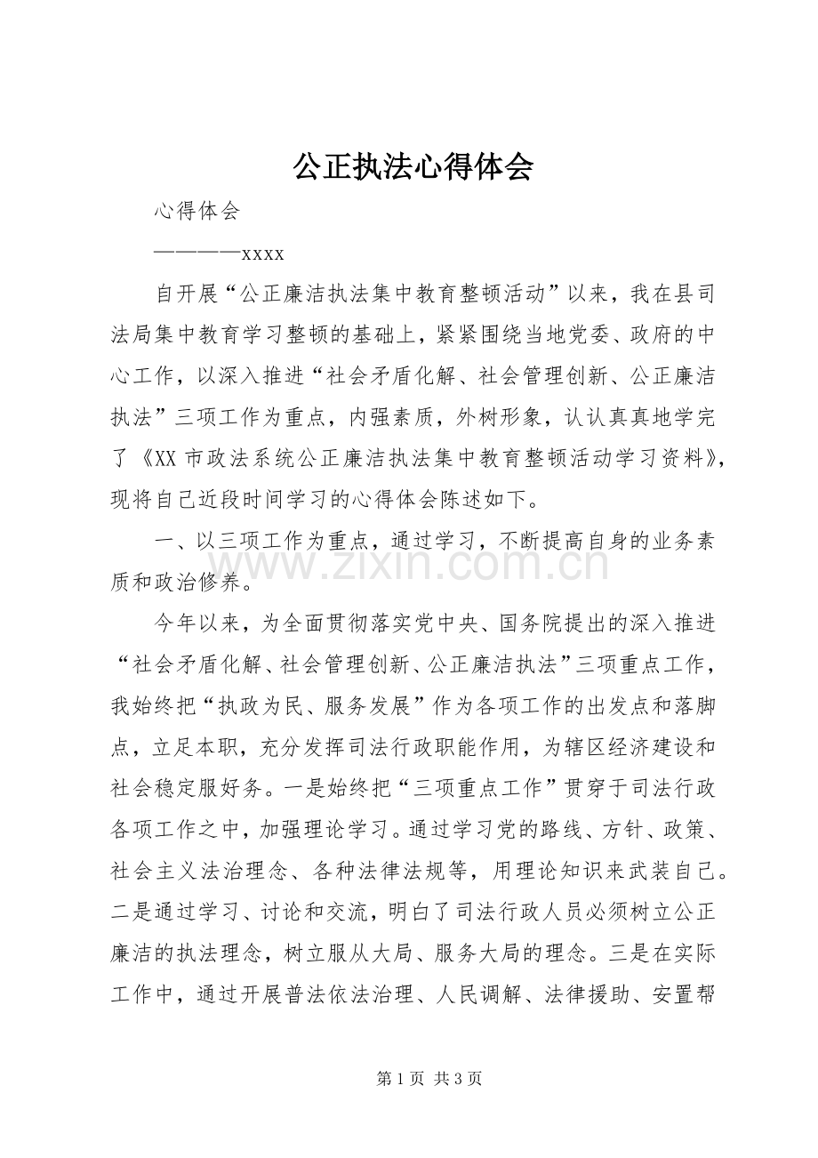 公正执法体会心得.docx_第1页