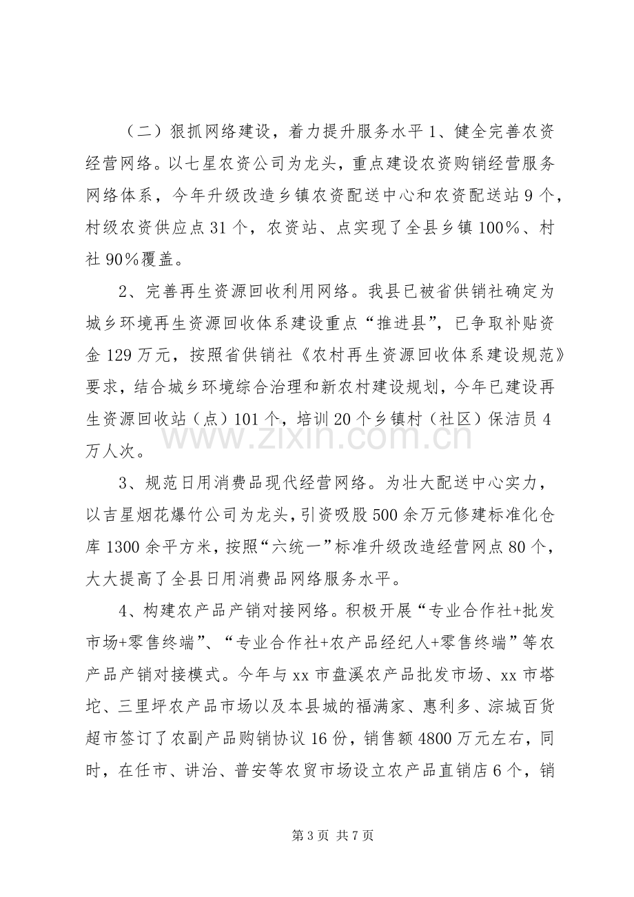 县供销社工作总结报告 .docx_第3页