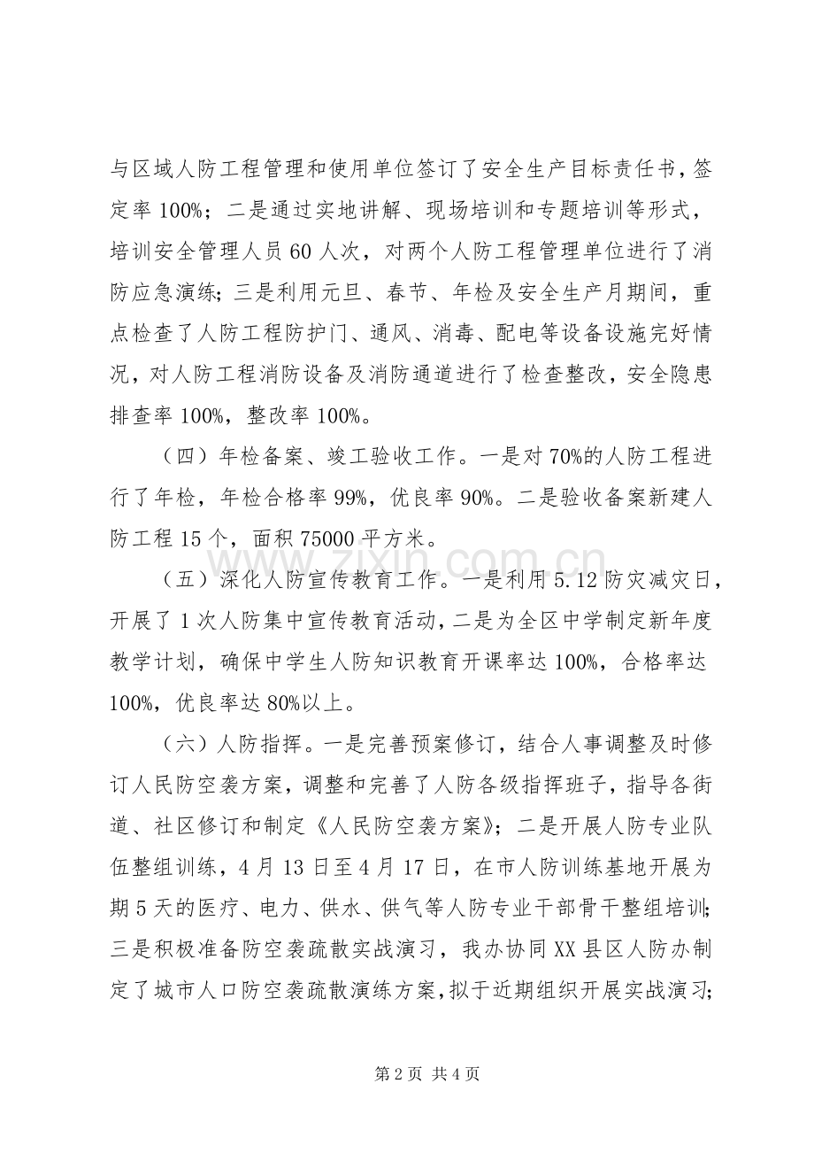 区人防办XX年半年工作总结 .docx_第2页