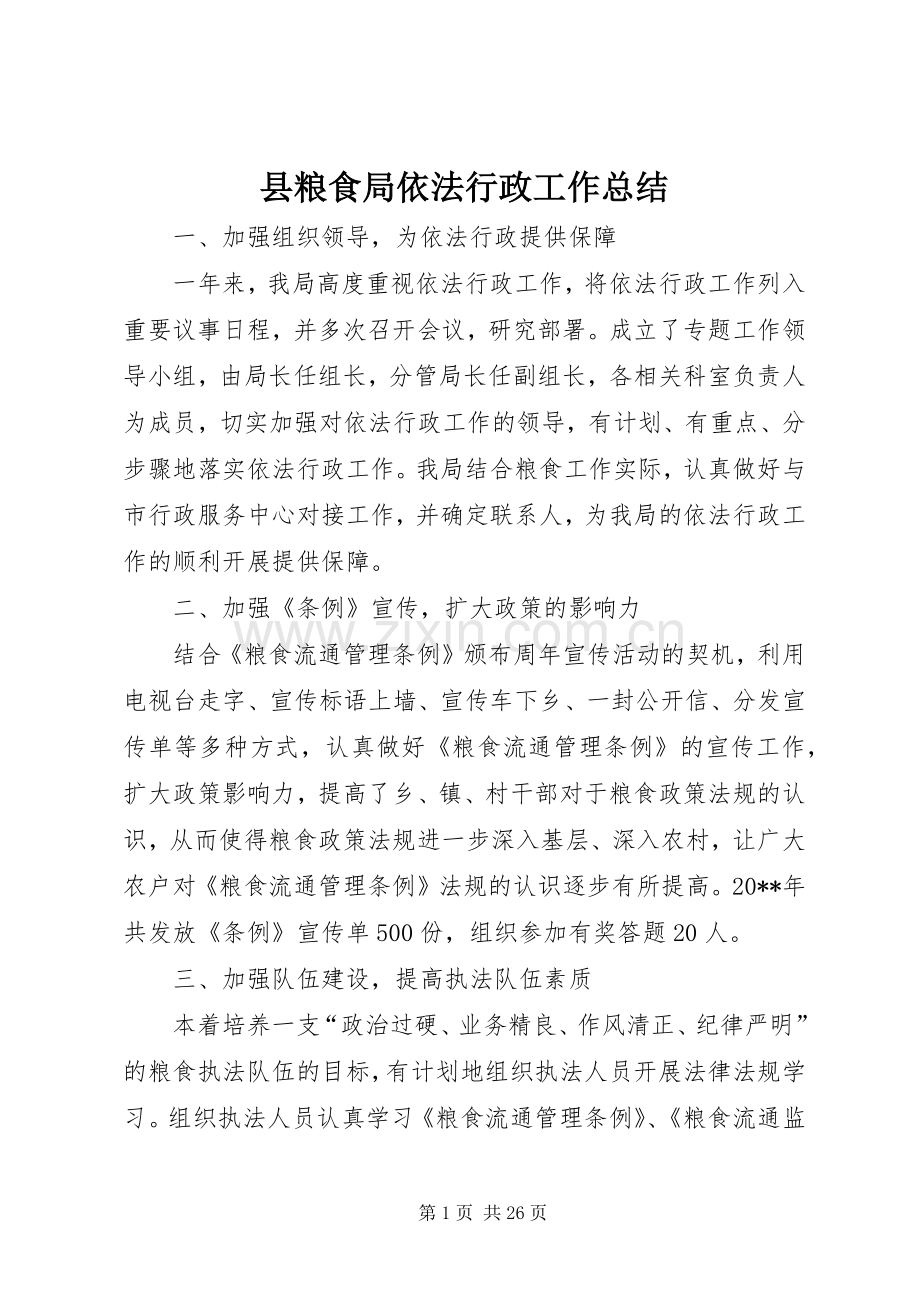 县粮食局依法行政工作总结 .docx_第1页