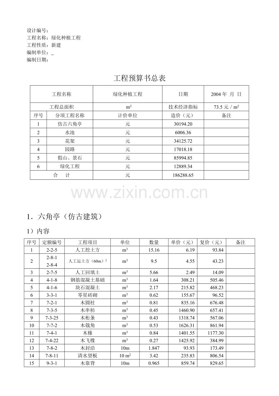 园林绿化种植工程预算书.docx_第2页