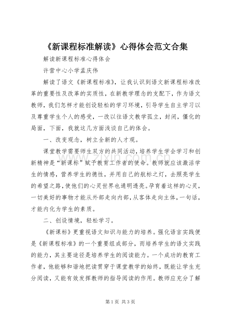 《新课程标准解读》体会心得范文合集.docx_第1页