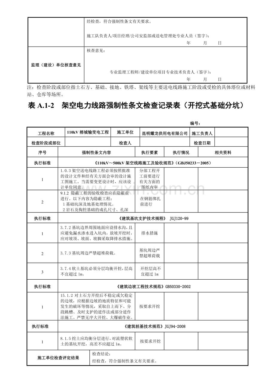 南方电网输电线路工程强制性条文检查记录表格.docx_第2页