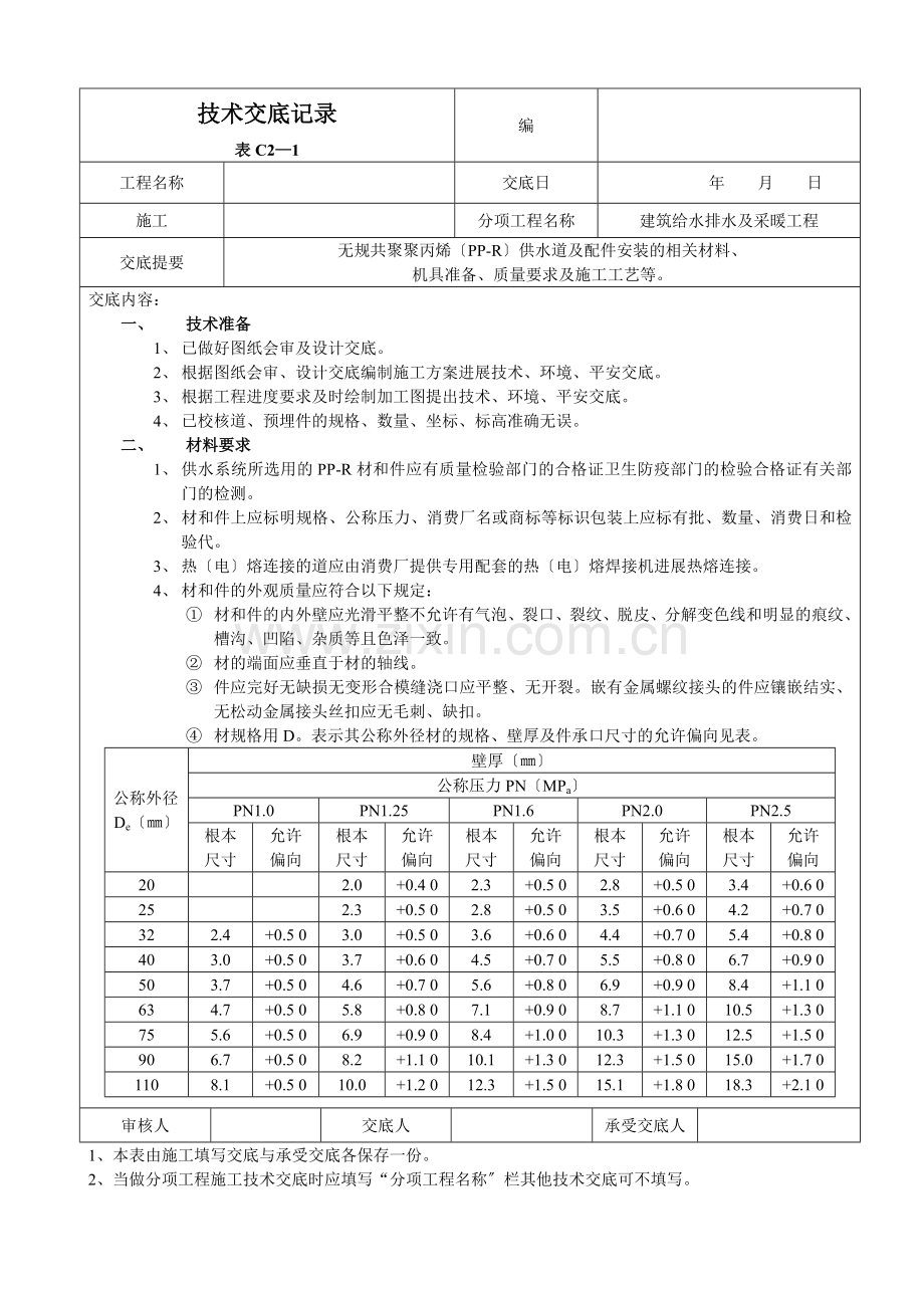 建筑给水排水及采暖工程技术交底.doc_第1页