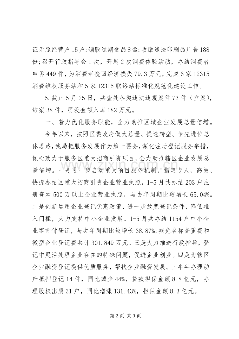 区工商局上半年工作总结 .docx_第2页