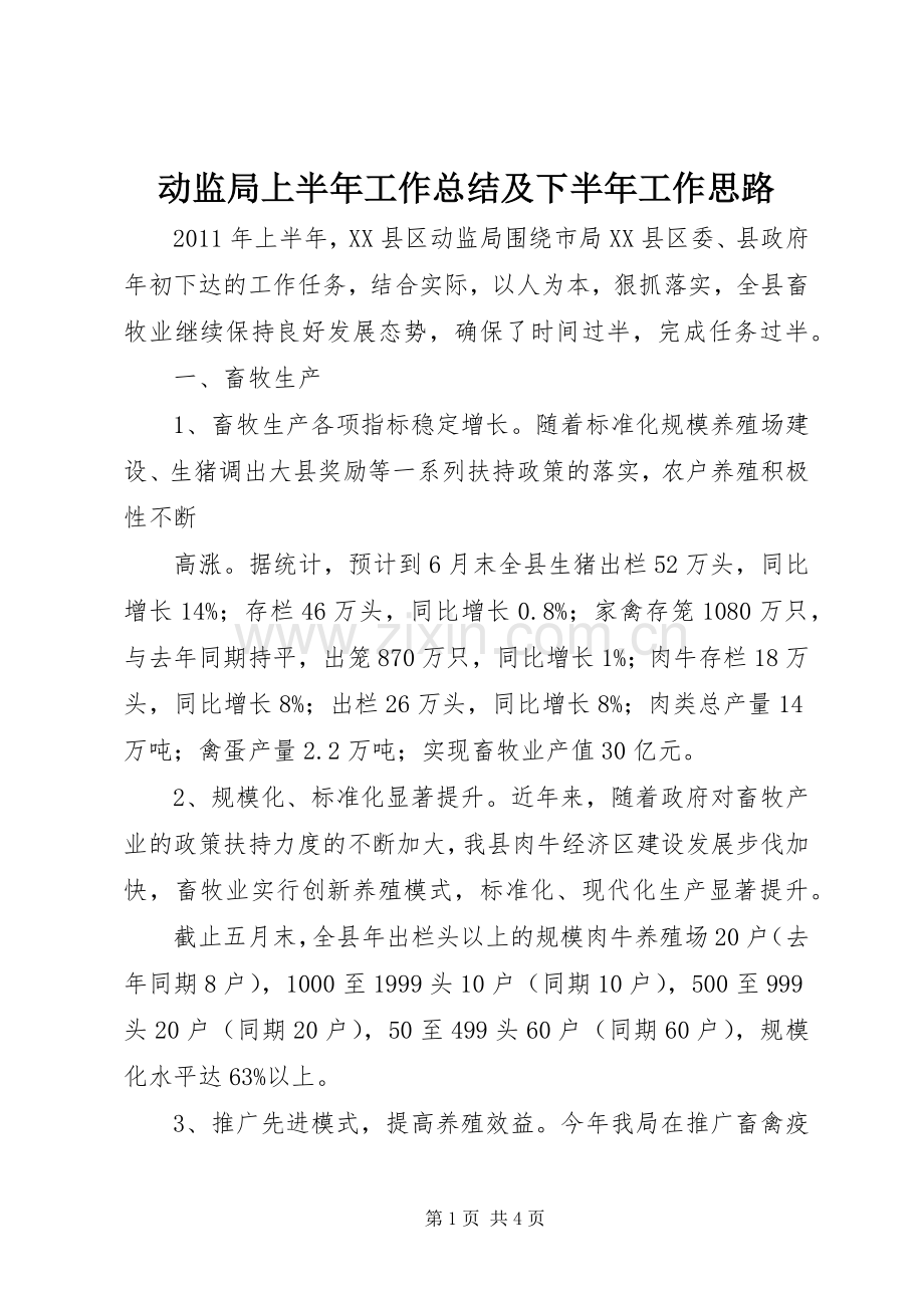 动监局上半年工作总结及下半年工作思路 .docx_第1页