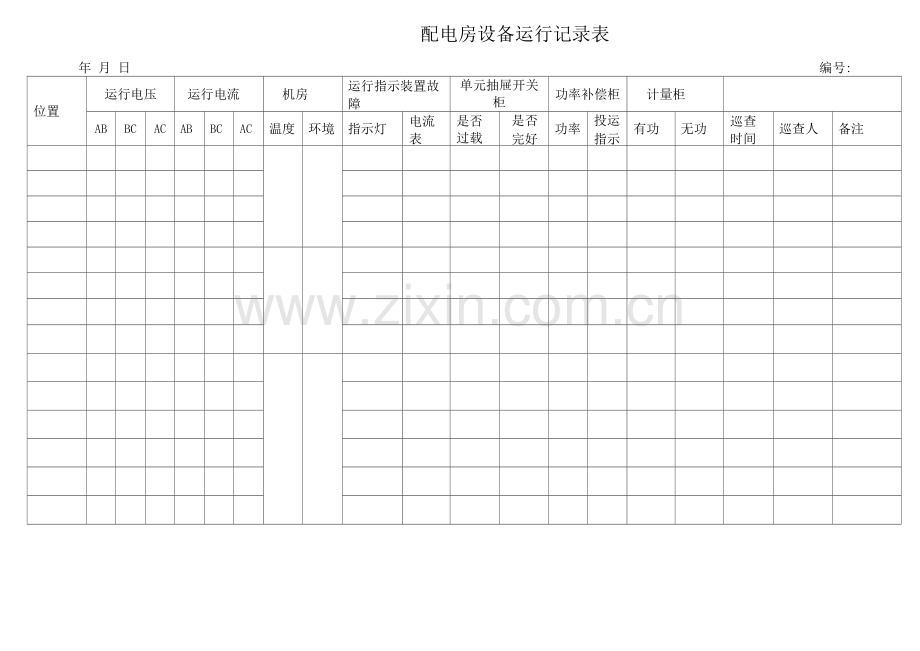 配电房设备运行记录表.docx_第1页