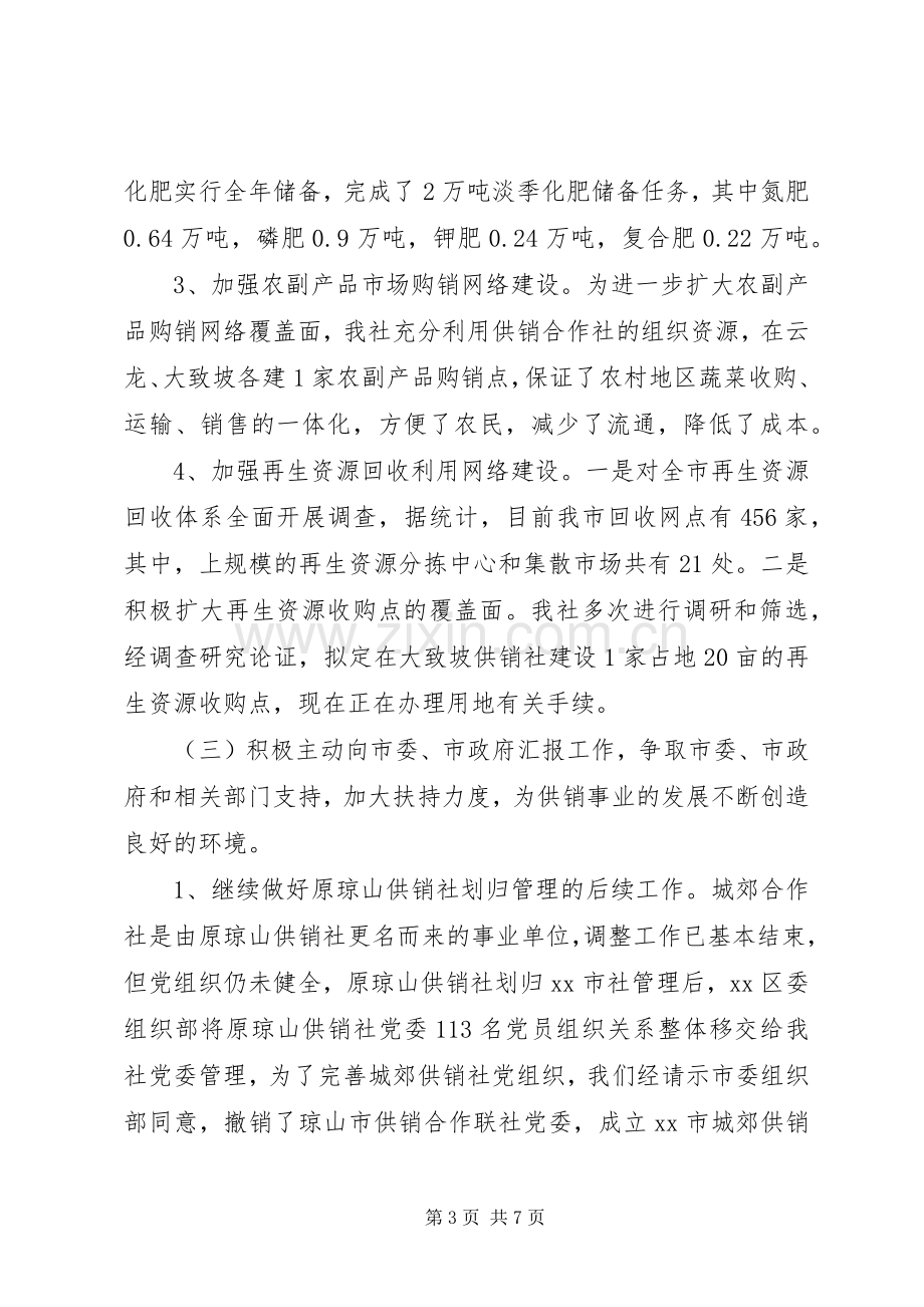 市供销社工作总结报告 .docx_第3页