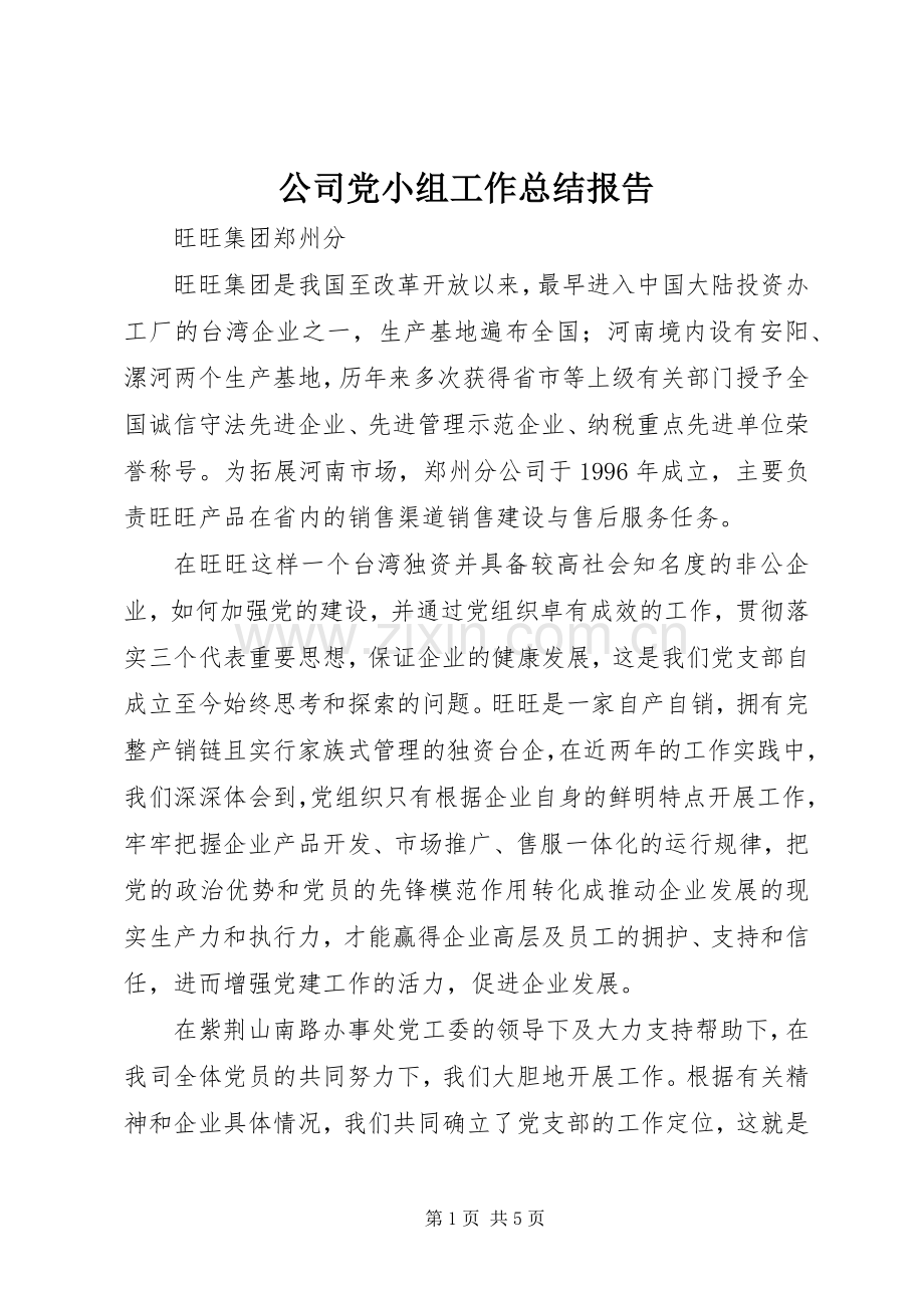 公司党小组工作总结报告 .docx_第1页