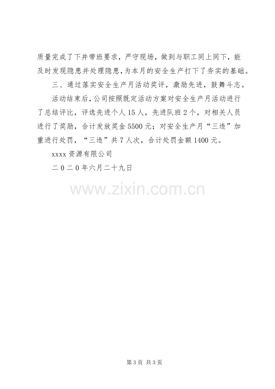 XX年公司安全生产月活动总结 .docx_第3页