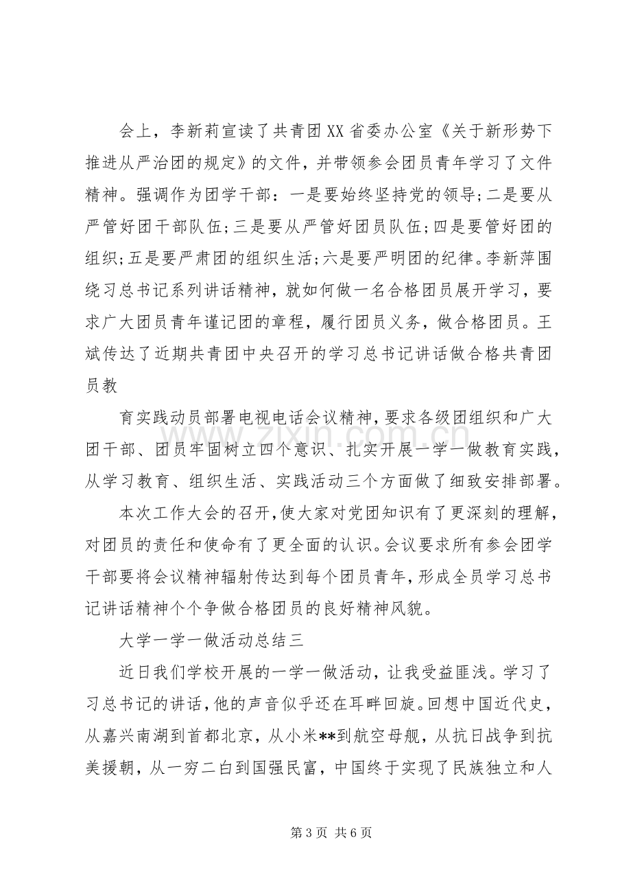 大学“一学一做”教育实践活动总结 .docx_第3页